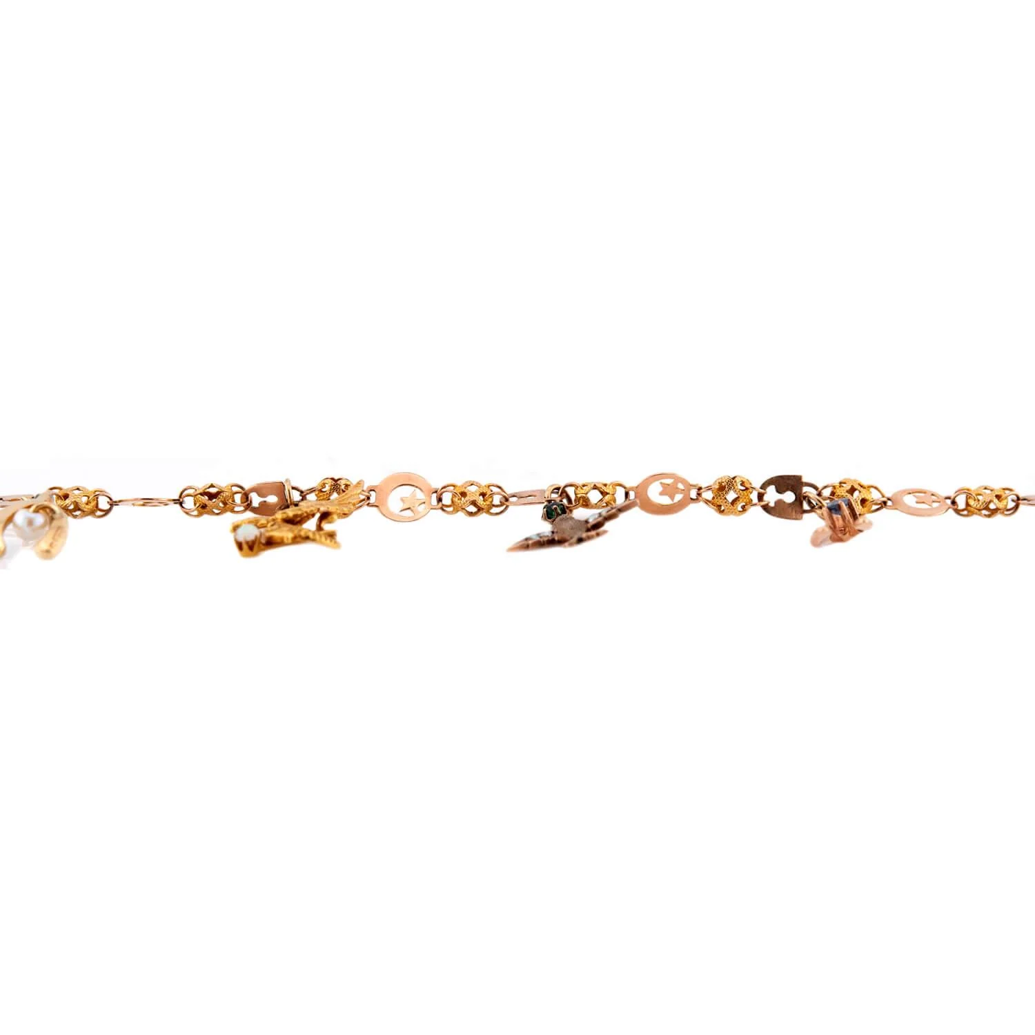 Victorian 14k Multi-Stone Charm Bracelet - Image 3