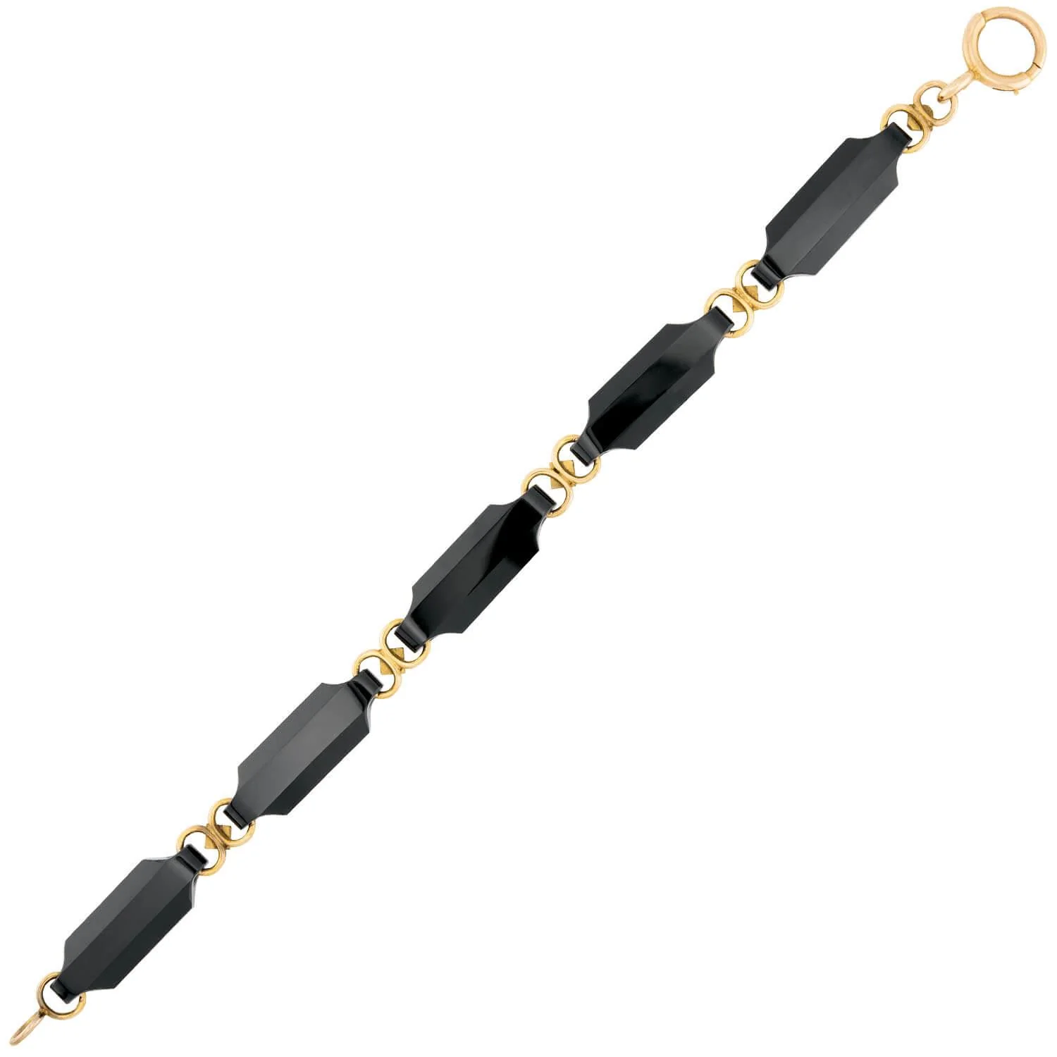 Victorian 14k Onyx and Pearl Link Bracelet - Image 4