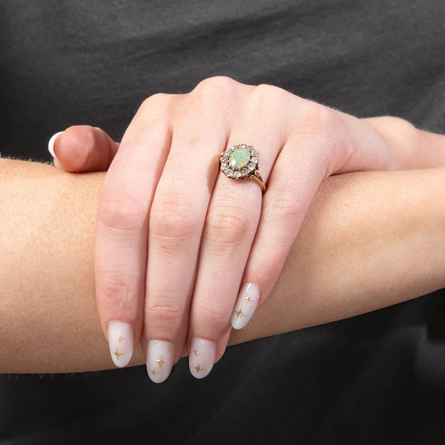 Victorian 14k Opal and Diamond Halo Ring - Image 6