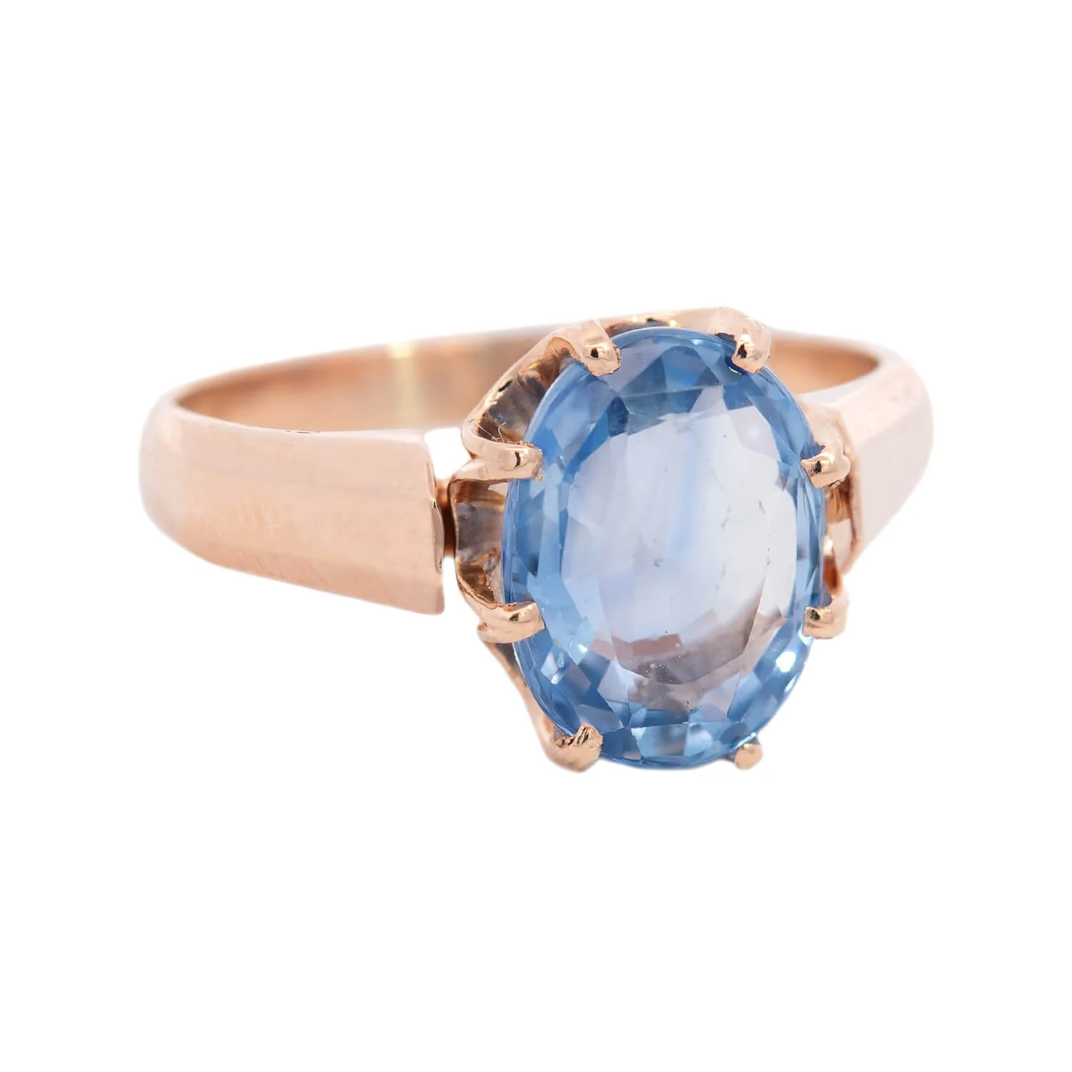 Victorian 14k Oval No Heat Ceylon Sapphire Ring 3.34ctw - Image 2