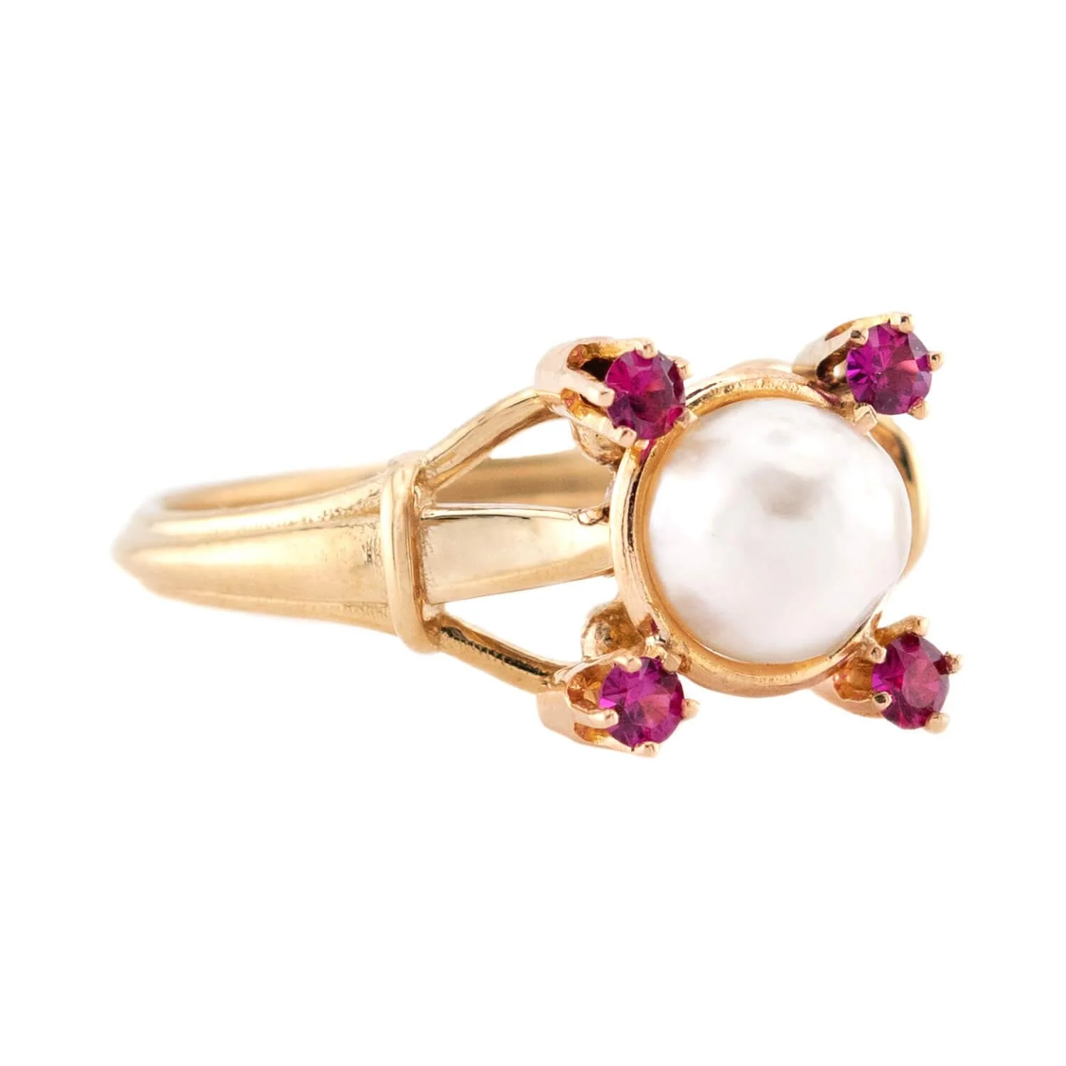 Victorian 14k Pearl and Ruby Ring - Image 2