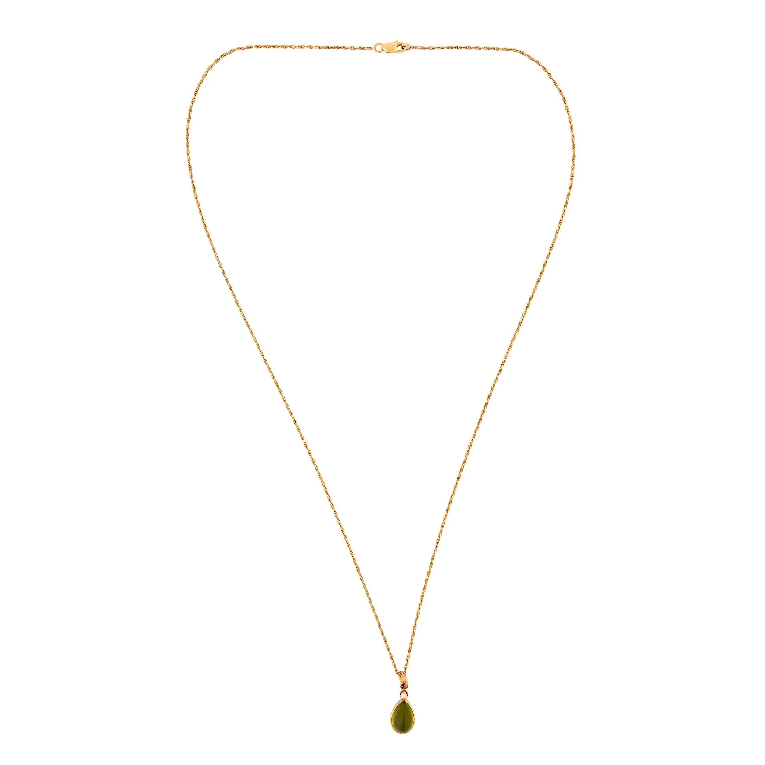 Victorian 14k Peridot & Pearl Pendant Necklace - Image 2