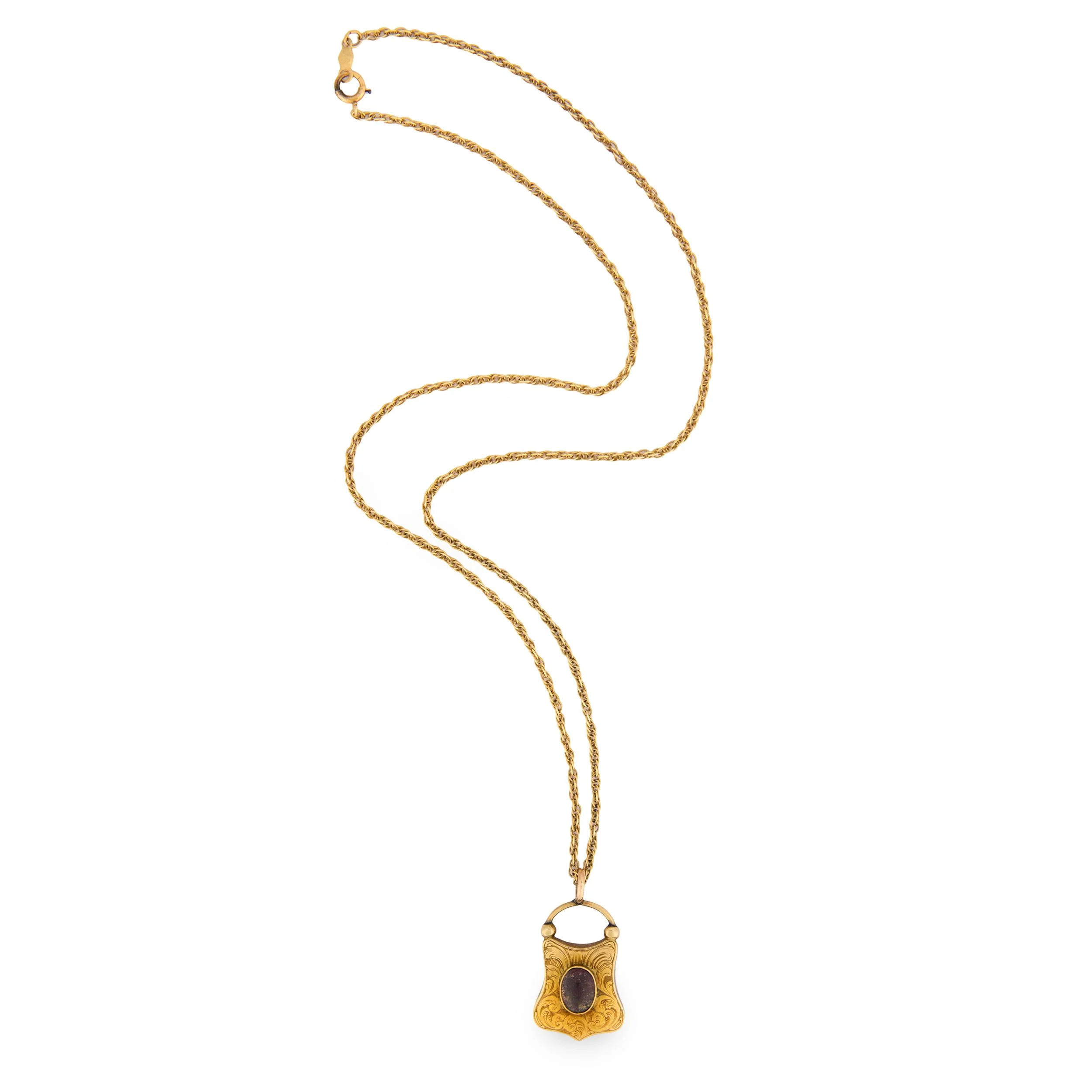 Victorian 14k Quartz Padlock Pendant Necklace - Image 2