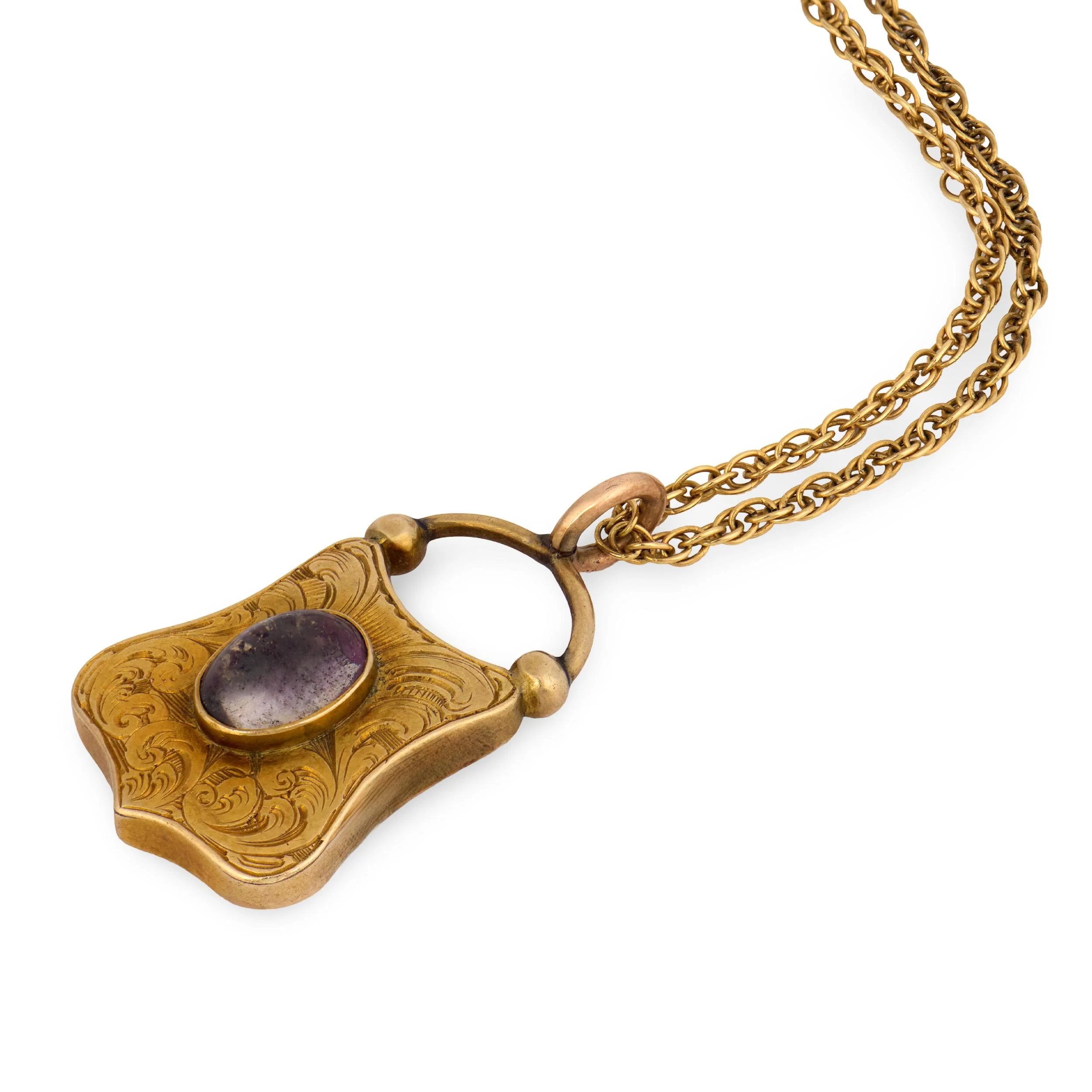 Victorian 14k Quartz Padlock Pendant Necklace - Image 4