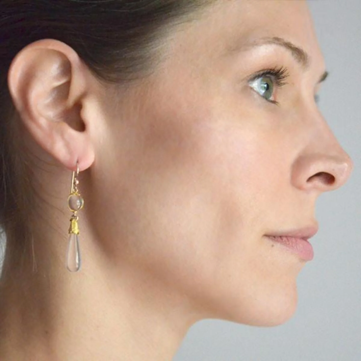 Victorian 14k Rock Quartz Crystal Teardrop Earrings - Image 6