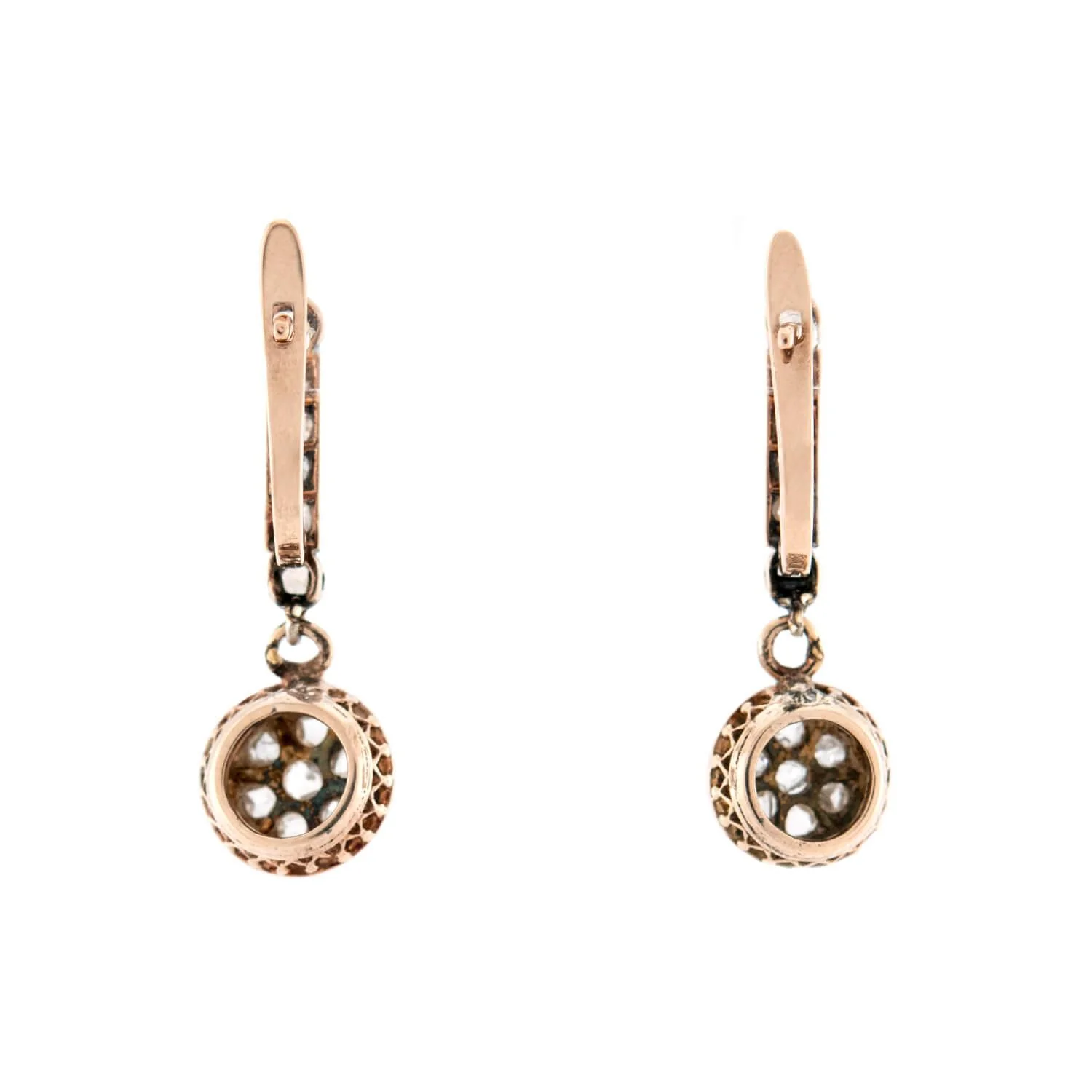 Victorian 14k Rose Cut Diamond Drop Earrings - Image 3