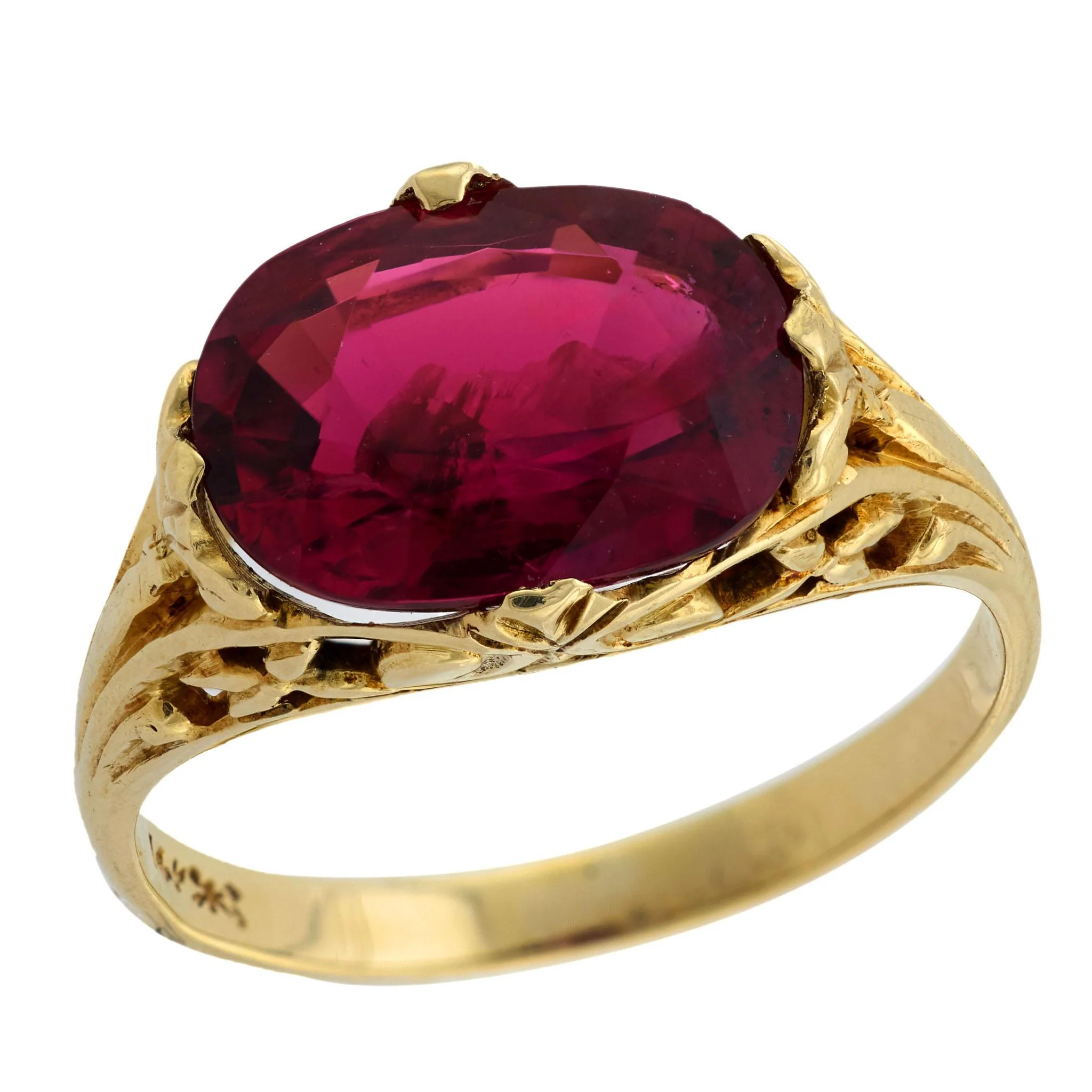 Victorian 14k 3.48ct Rubellite Ring