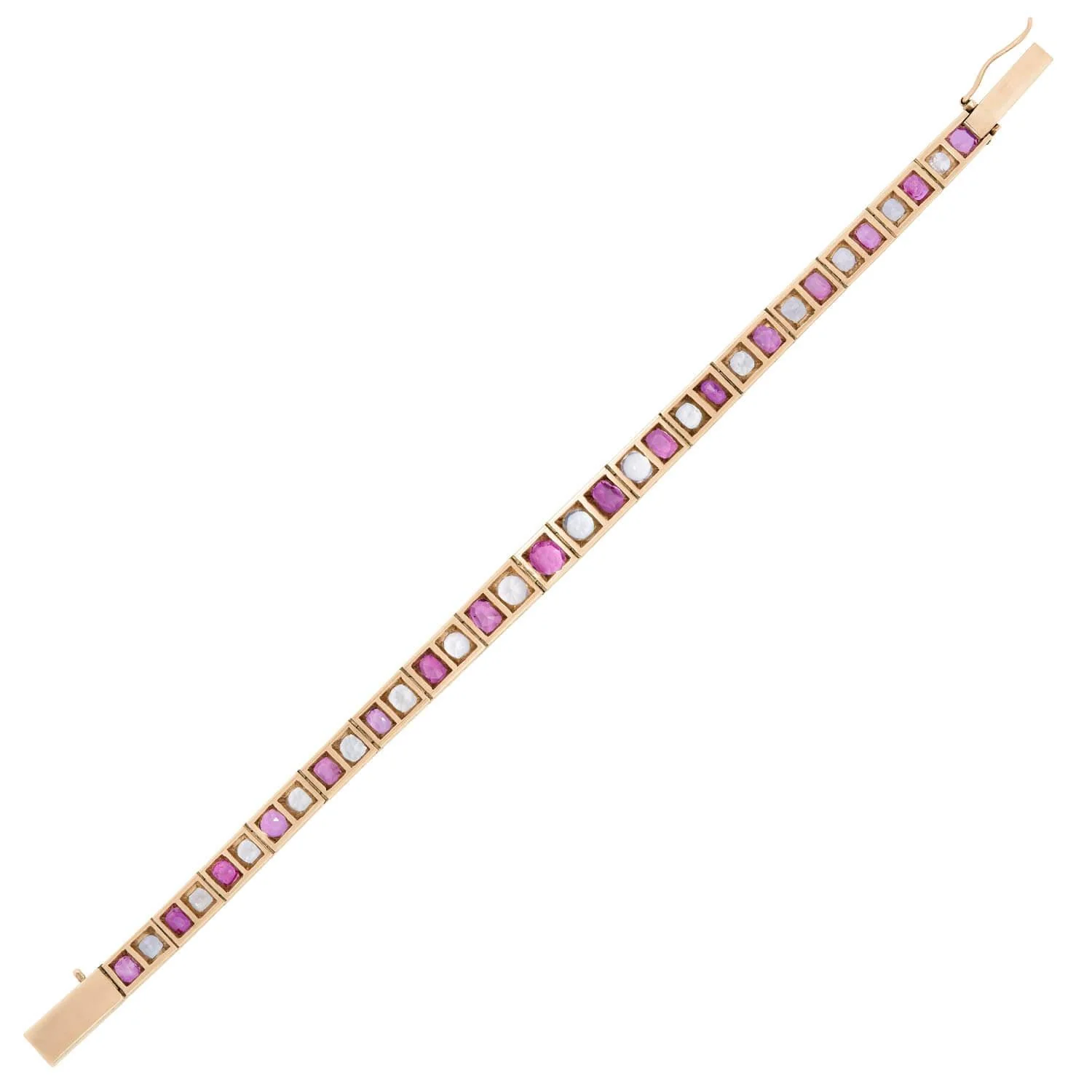 Victorian 14k Ruby and Sapphire Line Bracelet - Image 4