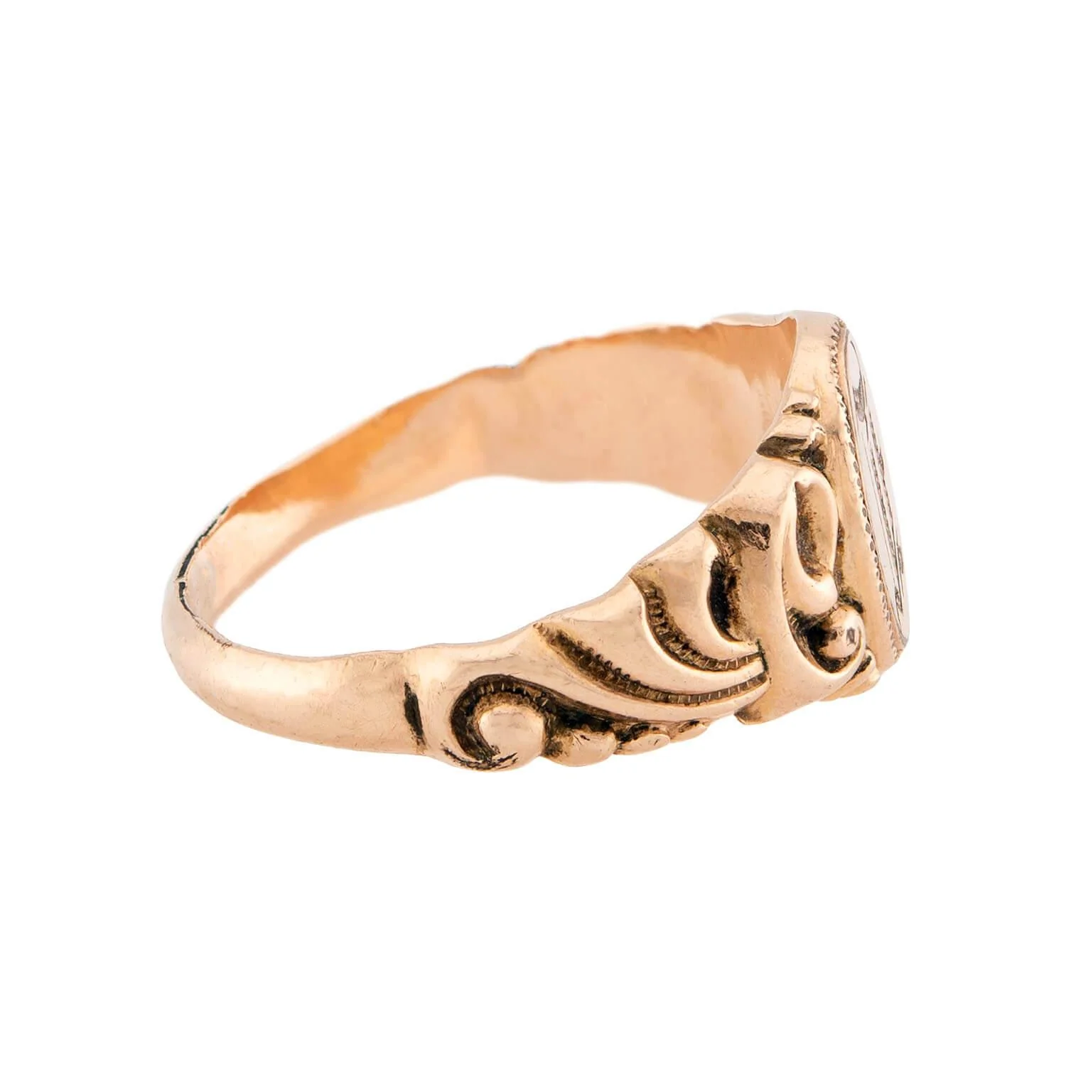 Victorian 14k Repouse “D” Signet Ring - Image 3
