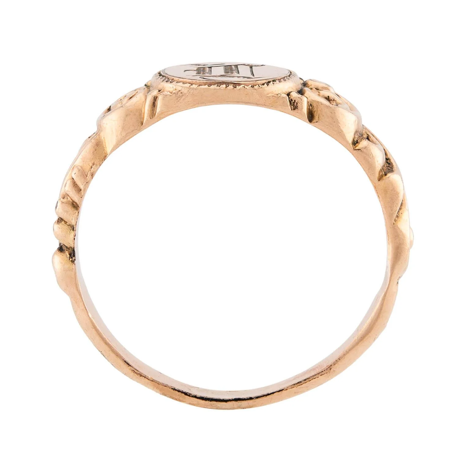 Victorian 14k Repouse “D” Signet Ring - Image 4