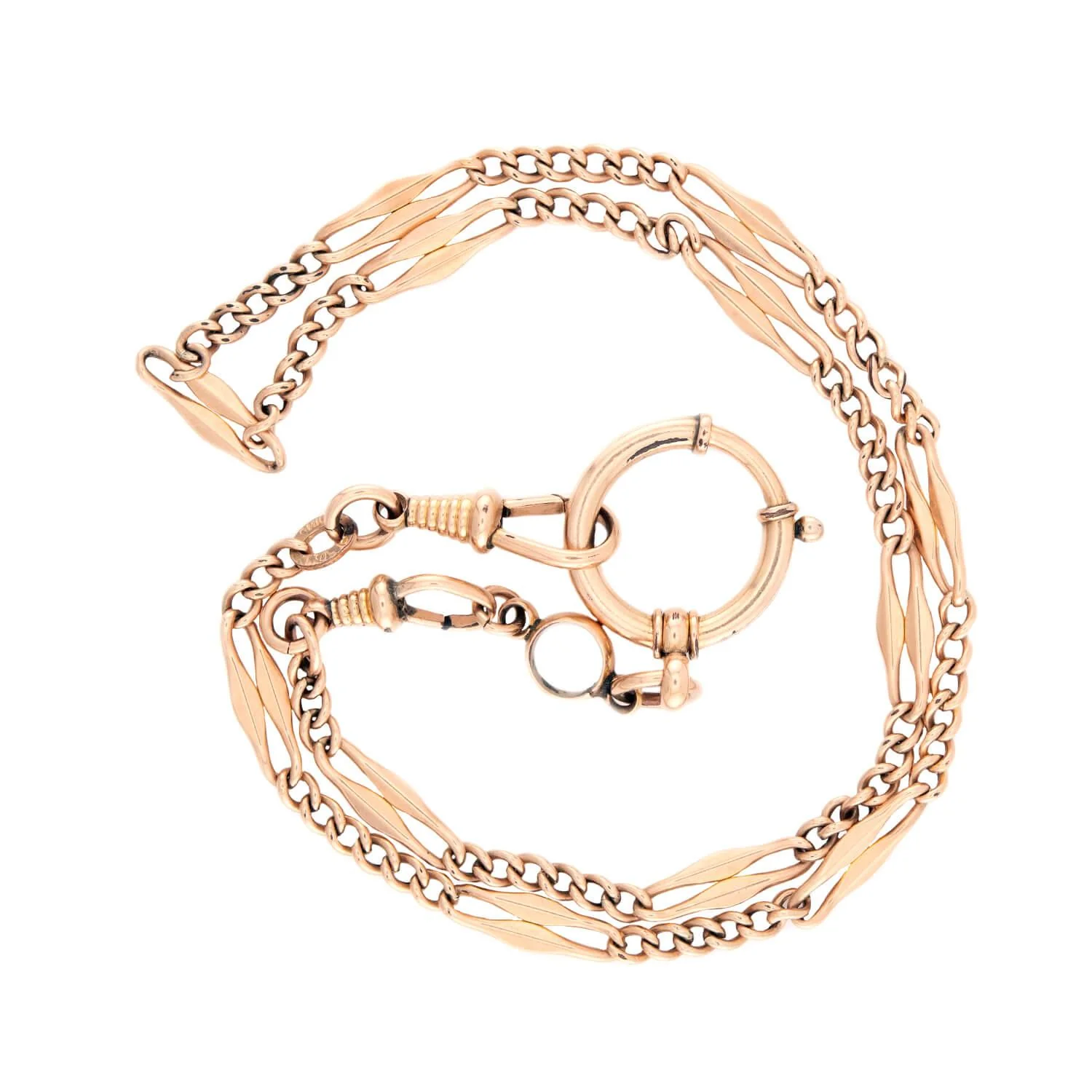 Victorian 14k Spring Ring Watch Chain - Image 3