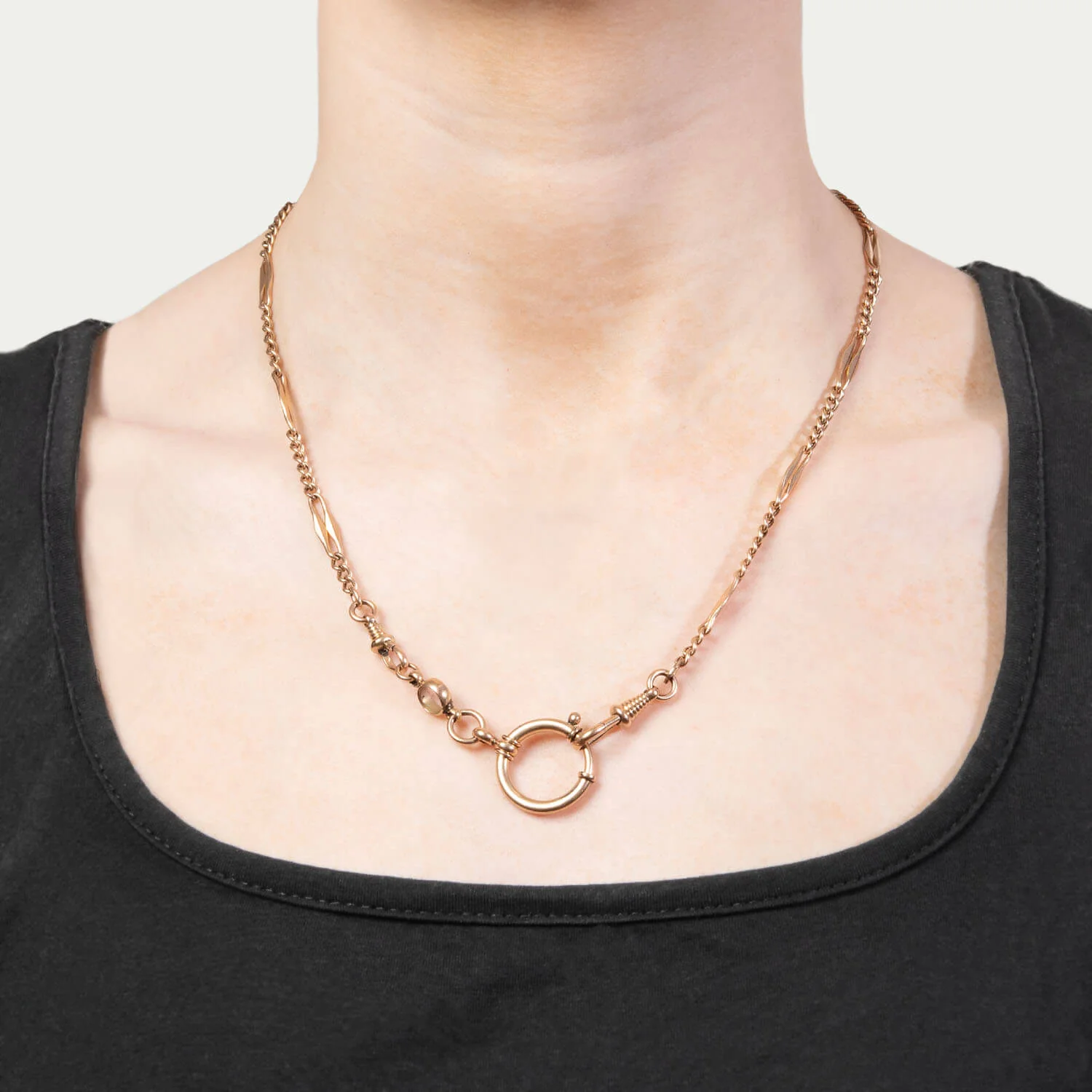 Victorian 14k Spring Ring Watch Chain - Image 5
