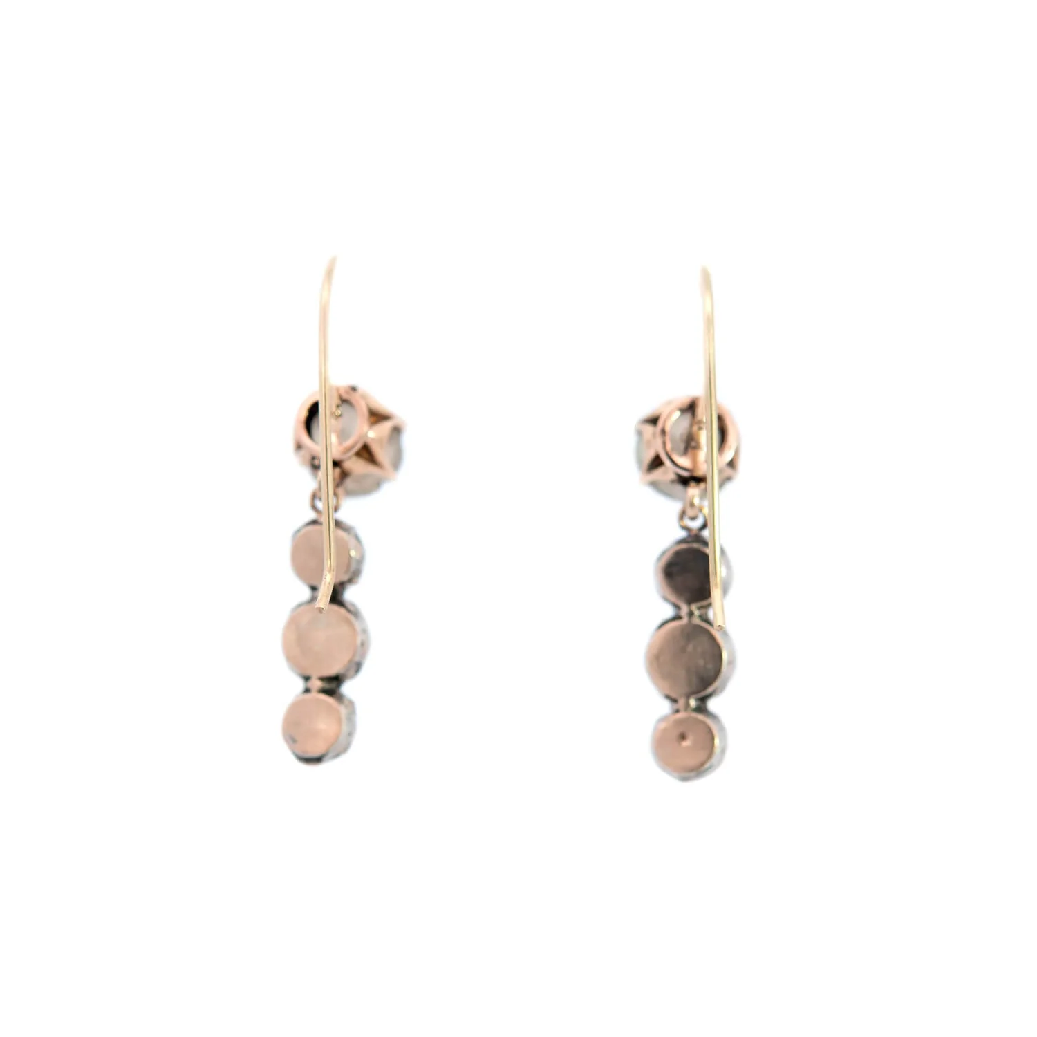 Victorian 14k/Sterling Man in the Moon Moonstone + Diamond Earrings - Image 3