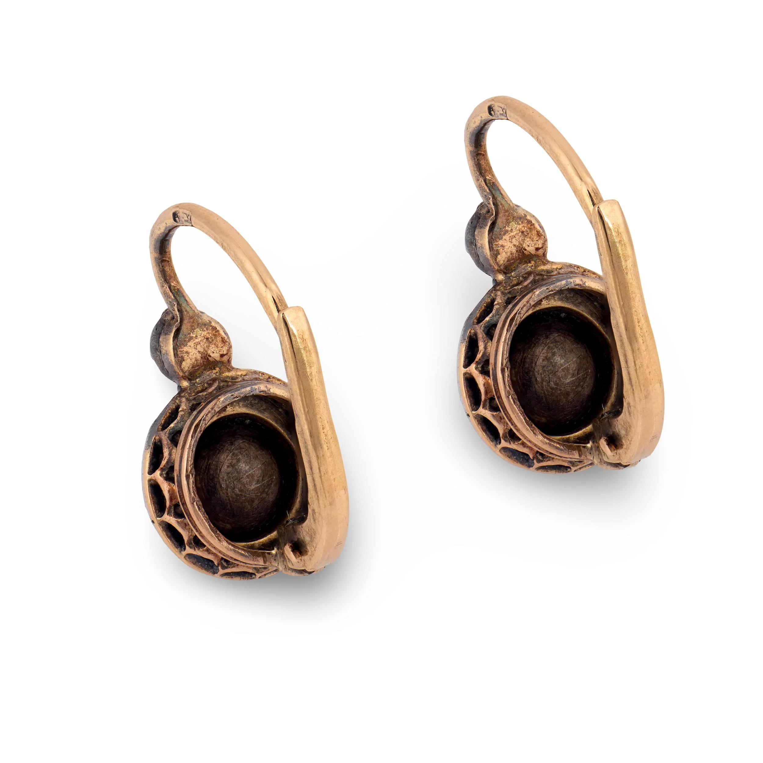 Victorian 14k/Sterling Silver Diamond Drop Earrings - Image 3