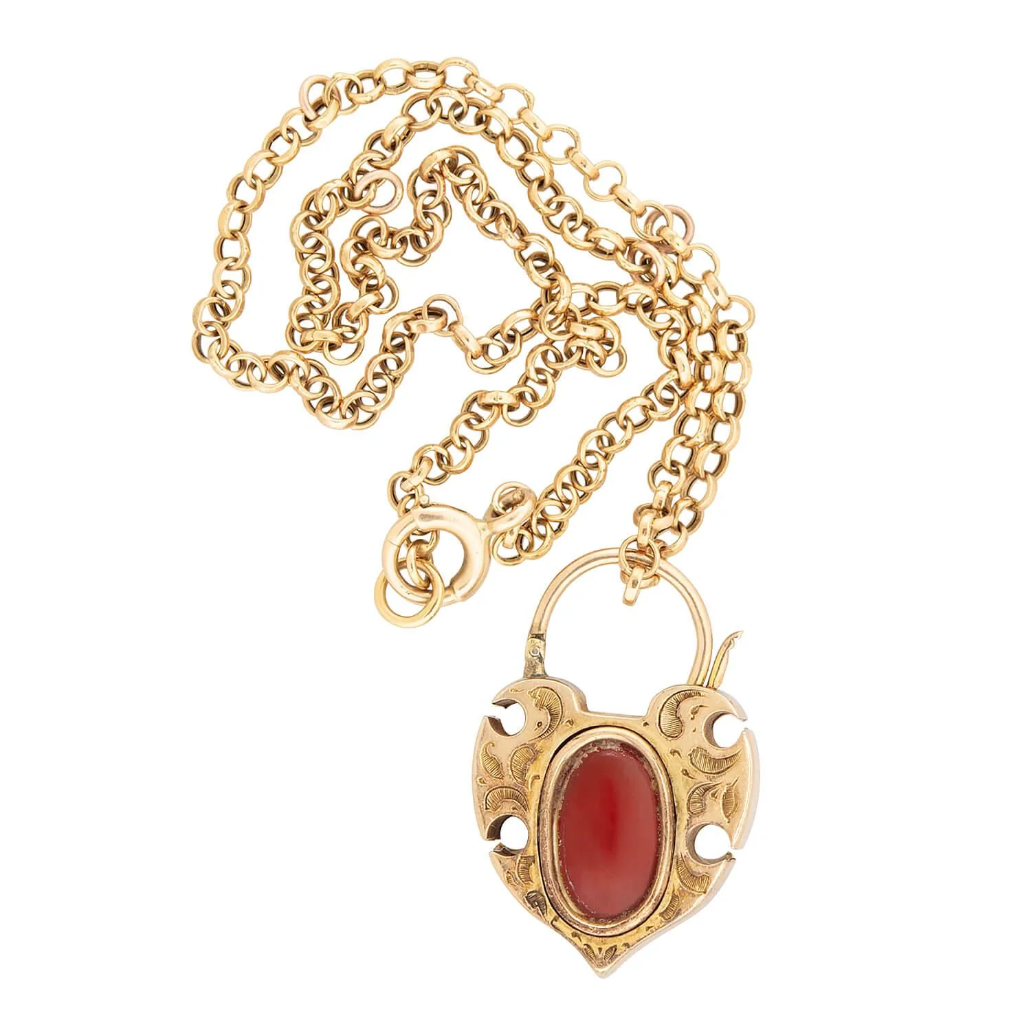 Victorian 14k/Sterling Silver Garnet and Diamond Padlock Heart Pendant Necklace - Image 4