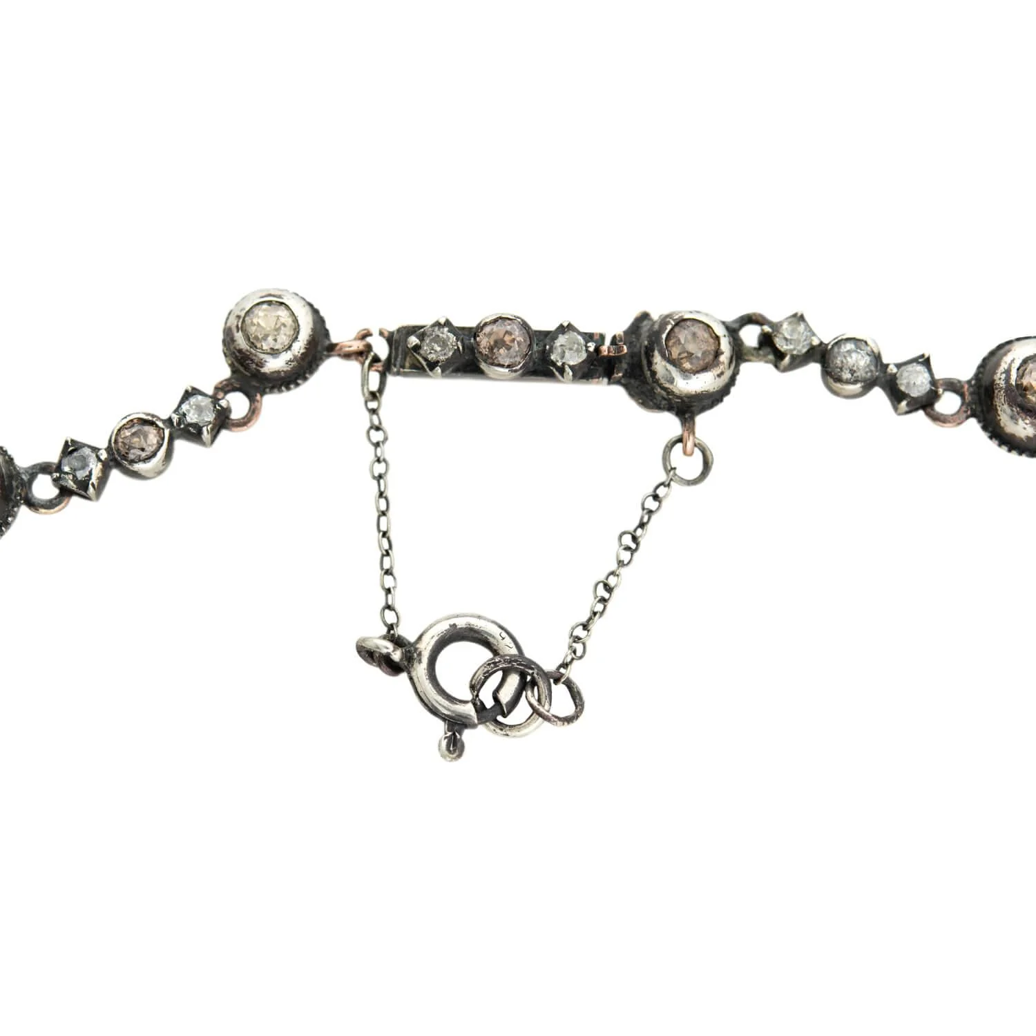 Victorian 14k/Sterling Natural Fancy Color 7ctw Diamond Riviera Necklace - Image 5