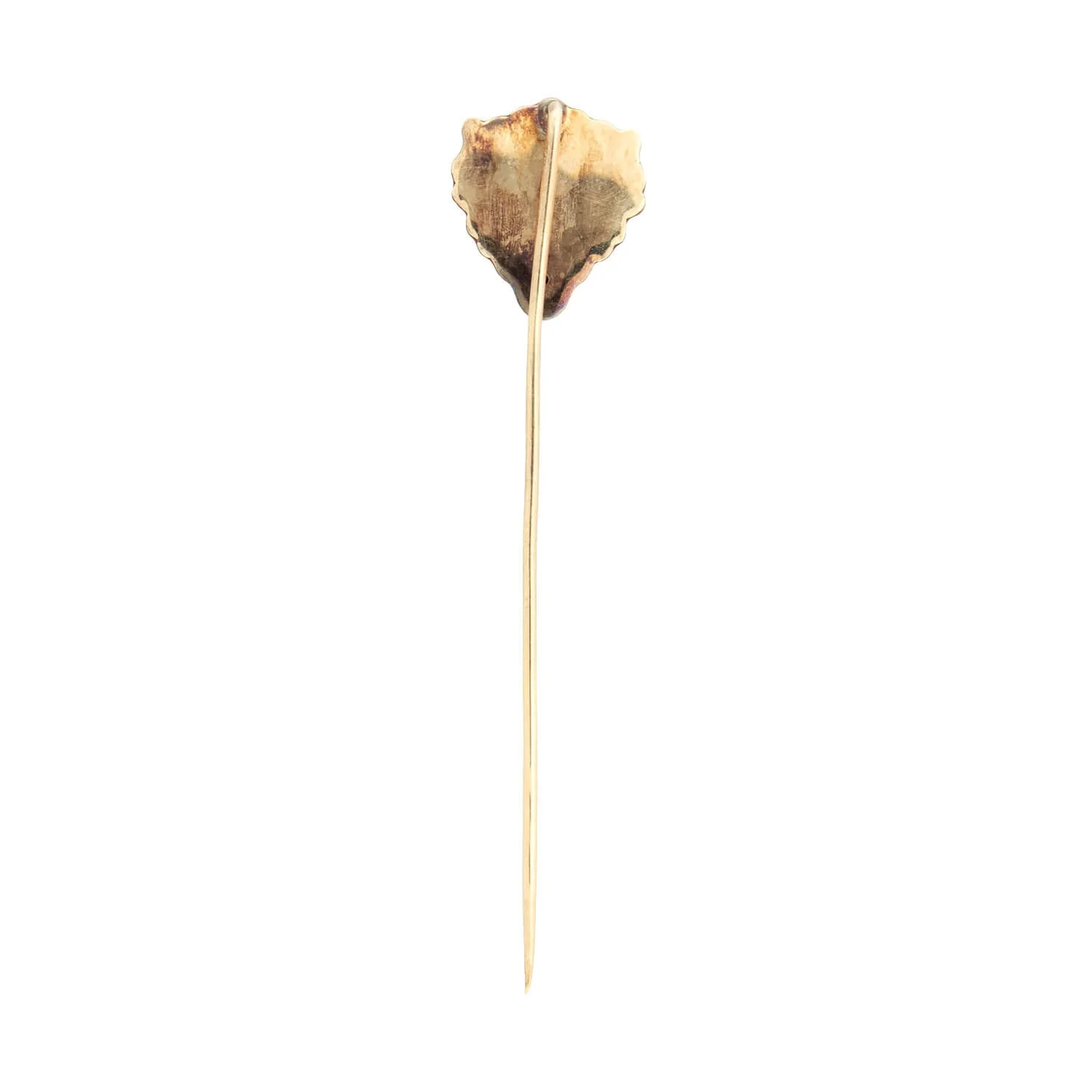 Victorian 14kt Diamond + Enamel Tiger Stick Pin - Image 3