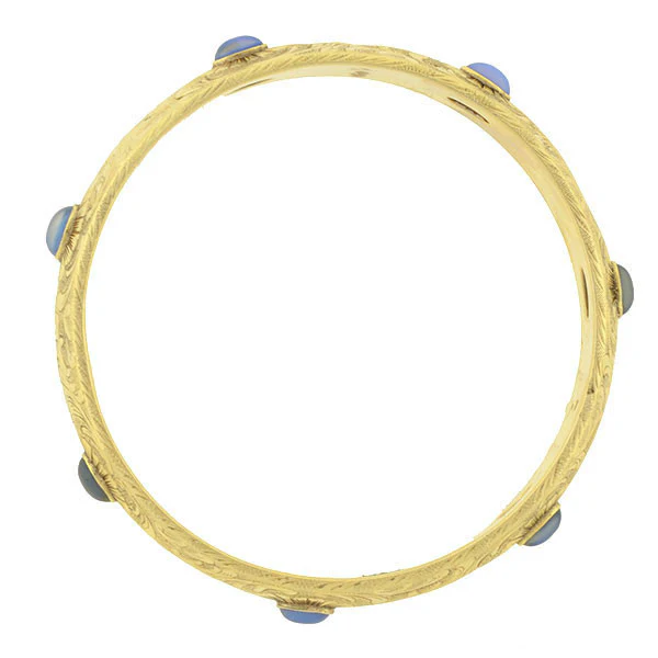 Victorian 14kt Etched Cabochon Chalcedony Bracelet - Image 4