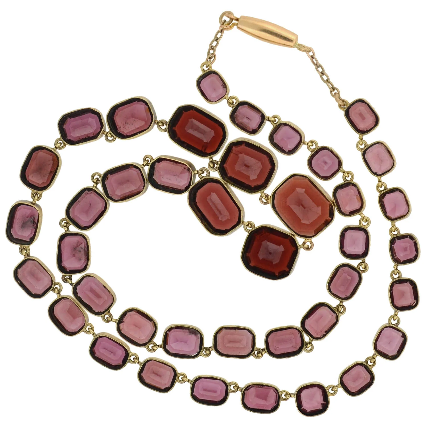 Victorian 14kt Faceted Garnet Link Collar Necklace 15.5" - Image 6