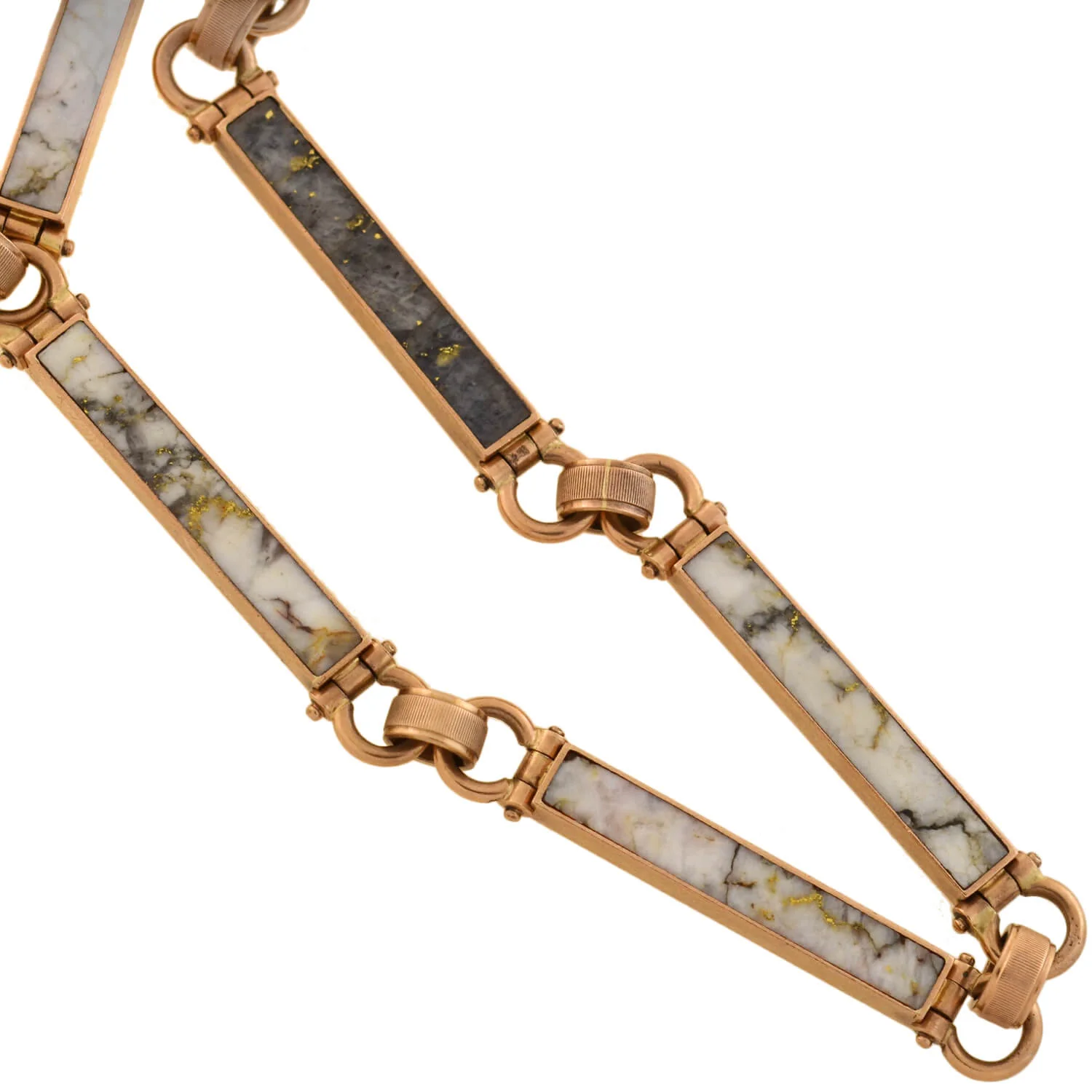 Victorian 14kt Inlaid Gold Quartz Watch Chain + Matching Spinner Fob - Image 5