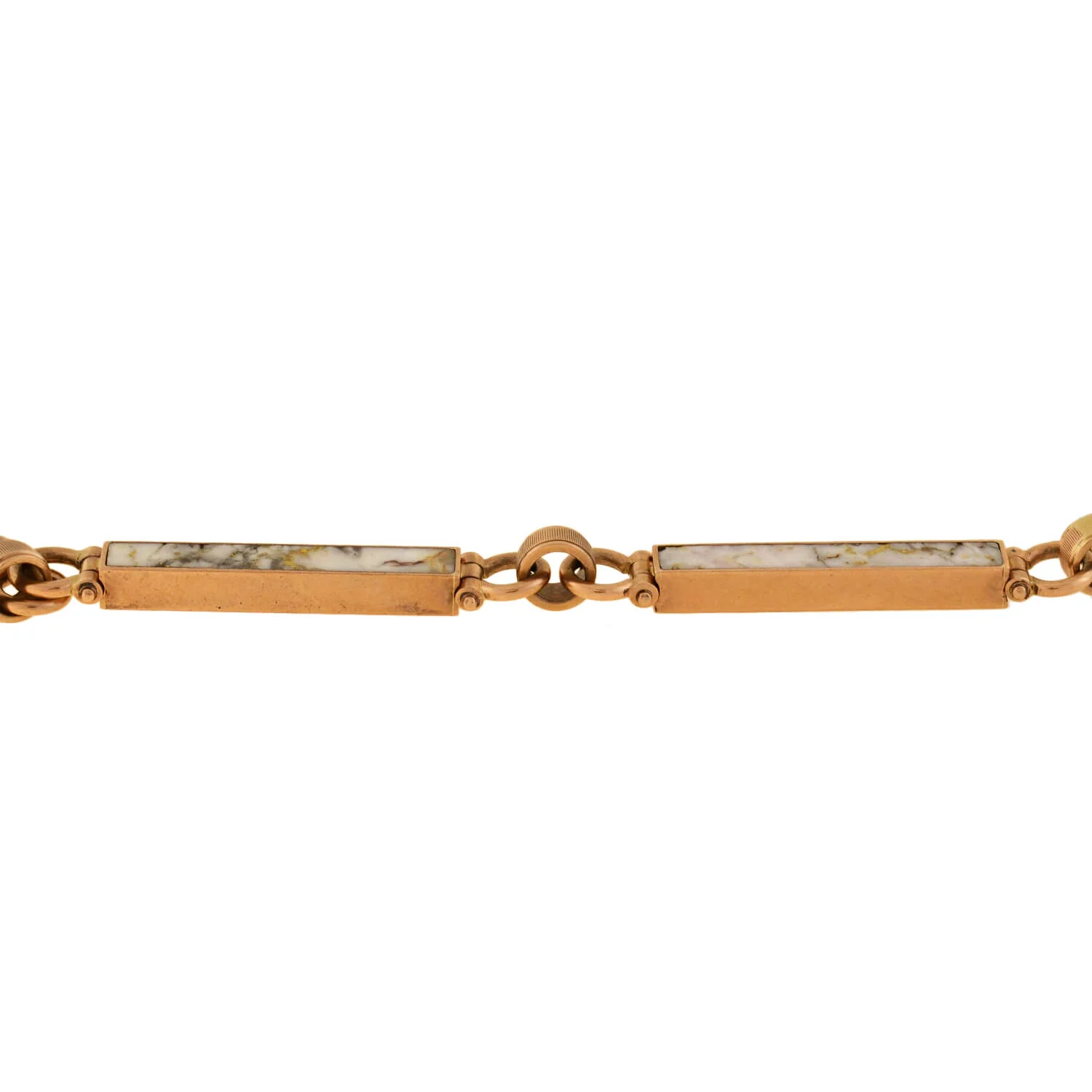 Victorian 14kt Inlaid Gold Quartz Watch Chain + Matching Spinner Fob - Image 6
