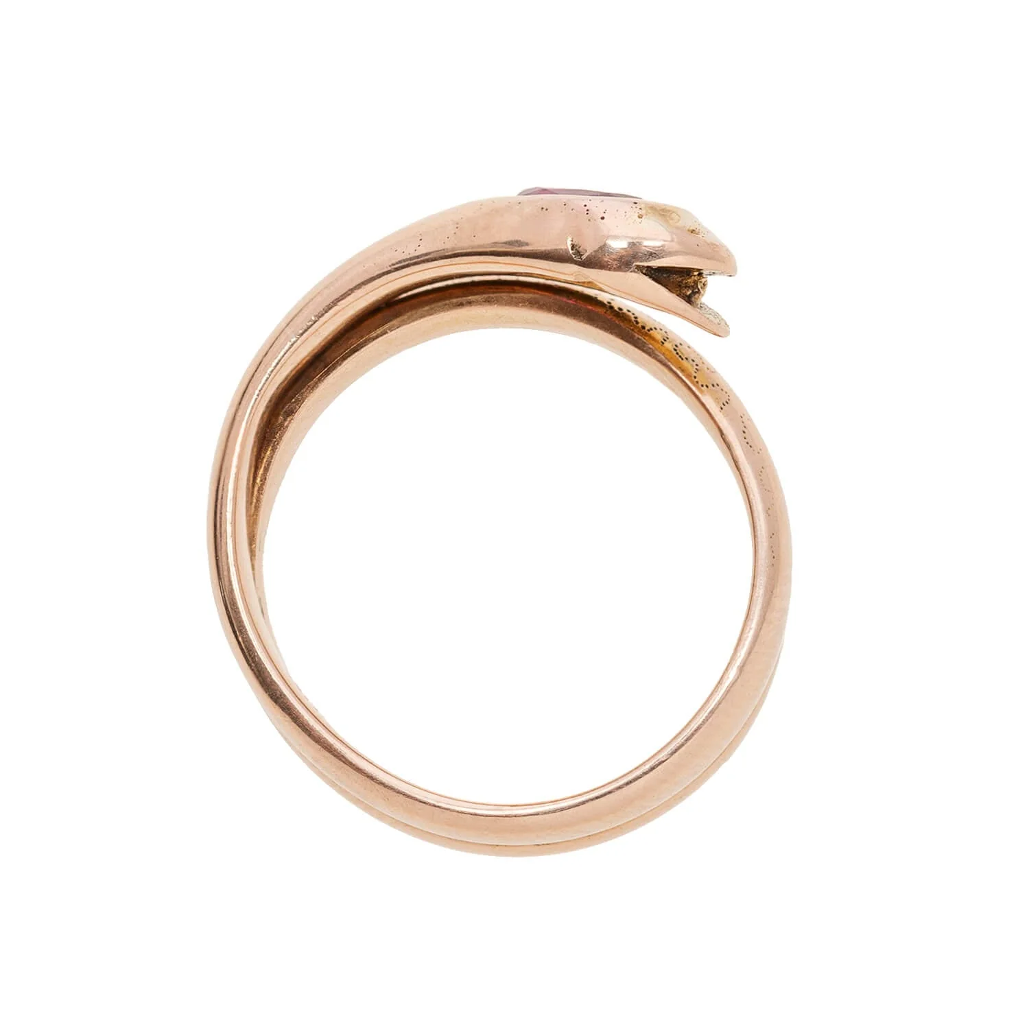 Victorian 14kt Rose Gold + Ruby Snake Ring 0.85ctw - Image 3