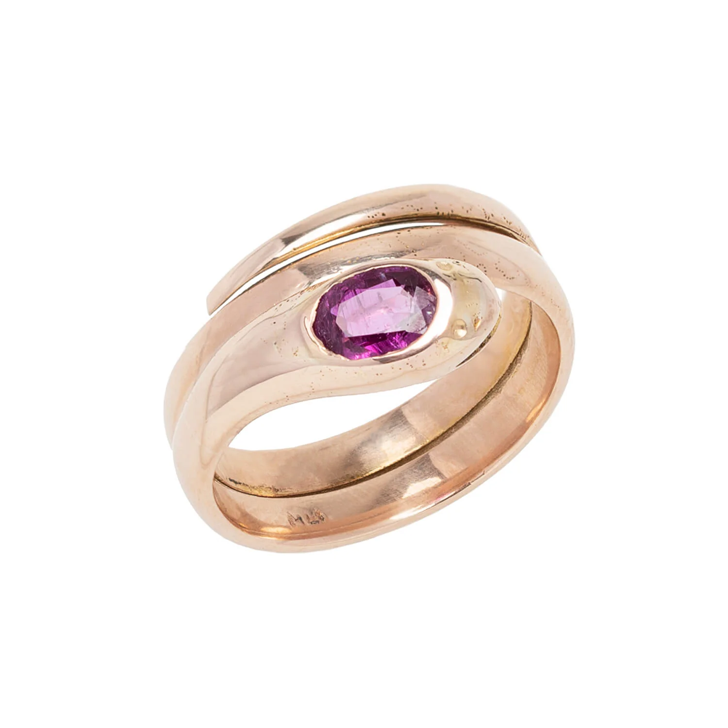 Victorian 14kt Rose Gold + Ruby Snake Ring 0.85ctw - Image 4