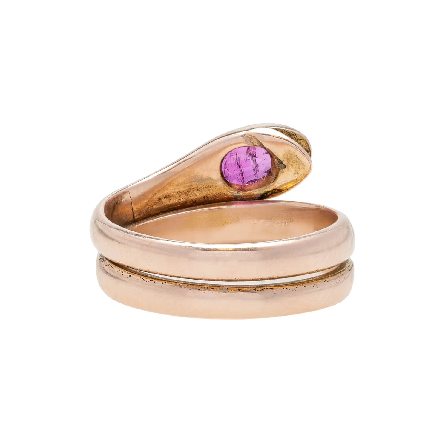 Victorian 14kt Rose Gold + Ruby Snake Ring 0.85ctw - Image 5