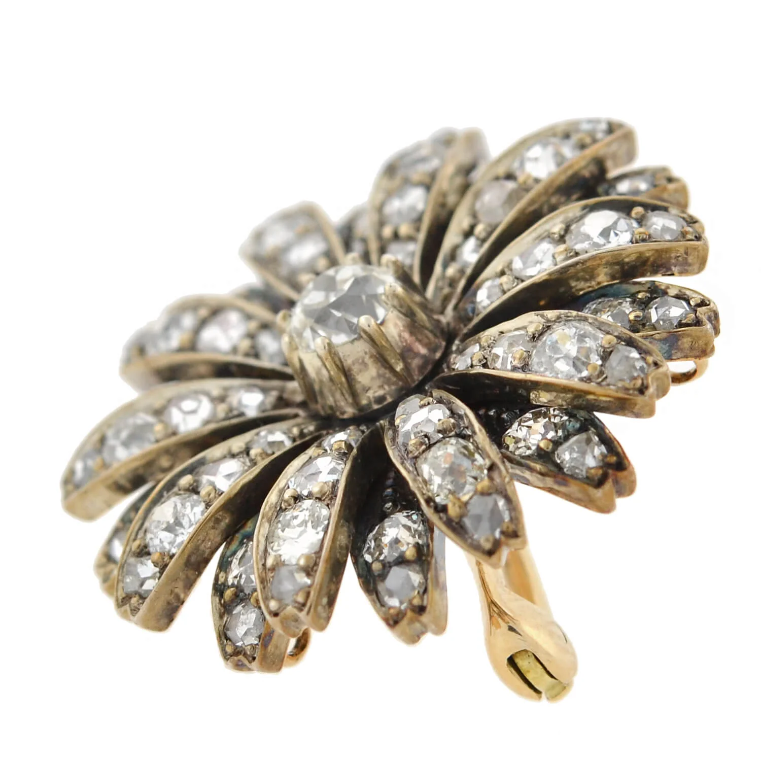 Victorian 14kt/Sterling Diamond Flower Pin/Pendant 1.25ctw - Image 3