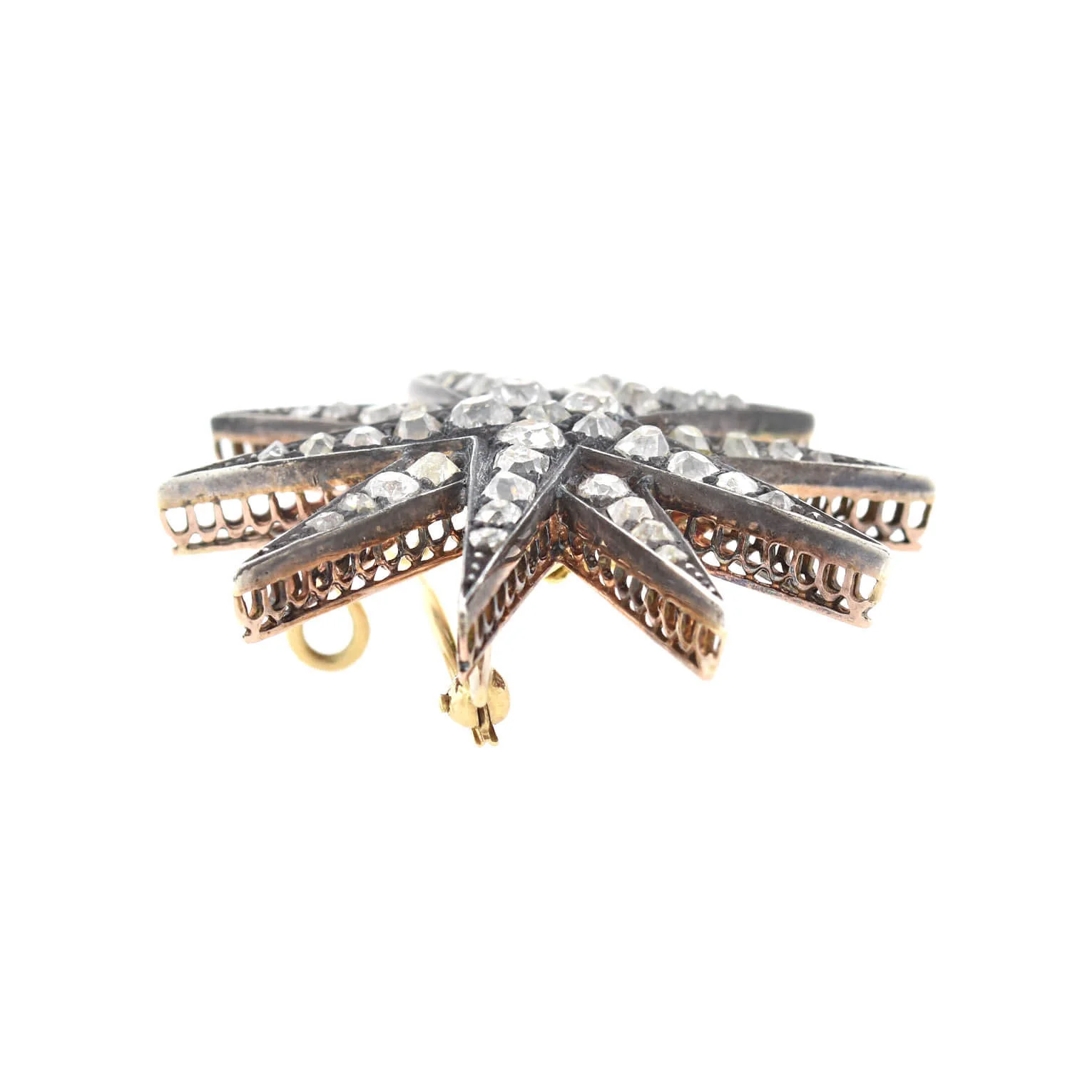 Victorian 18kt/Sterling + Diamond Starburst Pin/Pendant 4.50ctw - Image 2