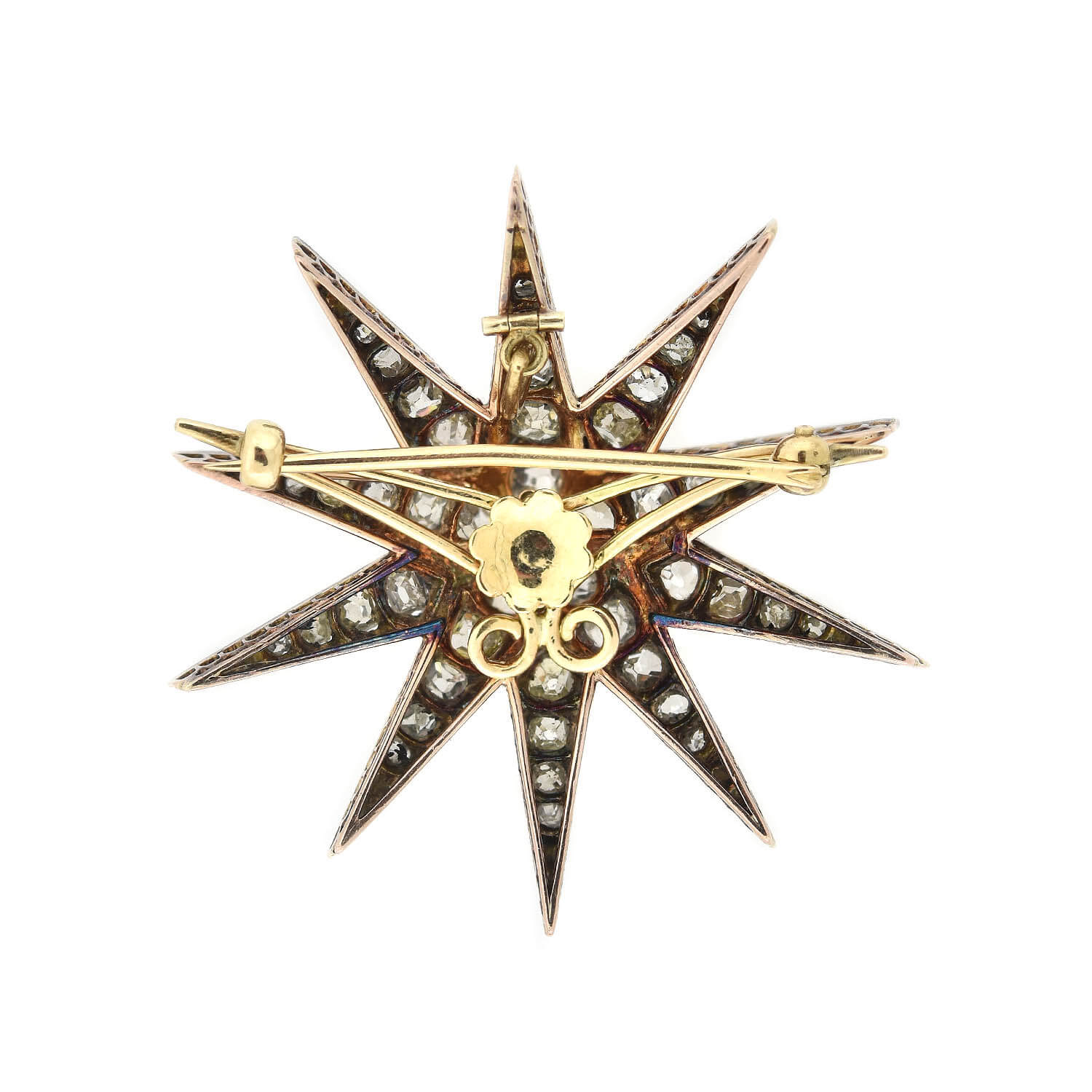 Victorian 18kt/Sterling + Diamond Starburst Pin/Pendant 4.50ctw - Image 3