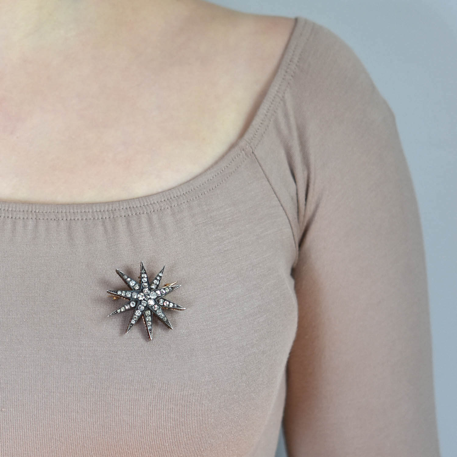 Victorian 18kt/Sterling + Diamond Starburst Pin/Pendant 4.50ctw - Image 4