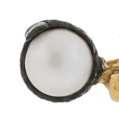Victorian 14kt & Sterling Pearl Snake Charm - Image 3