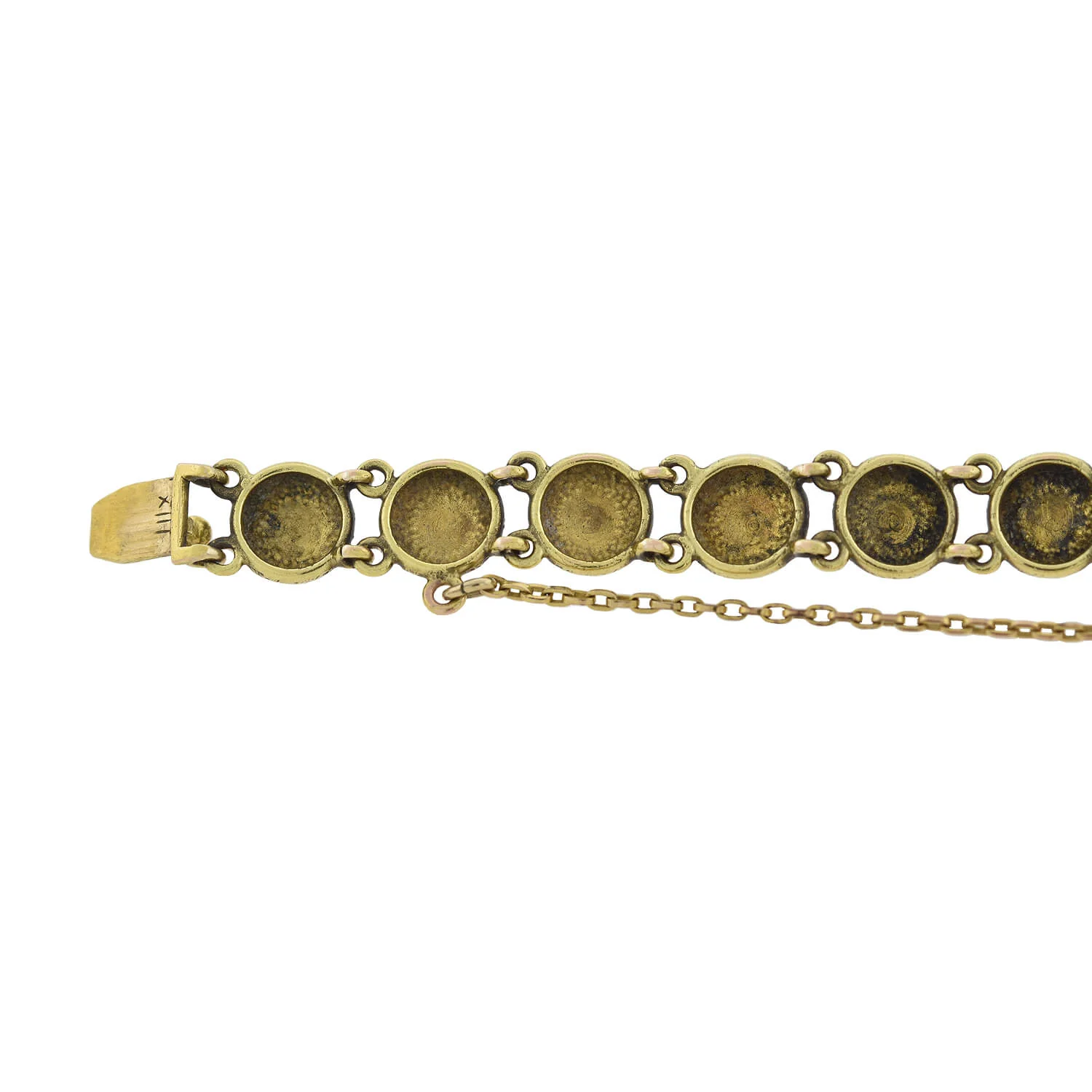 Victorian 14kt Turquoise Textured Button Link Bracelet - Image 6