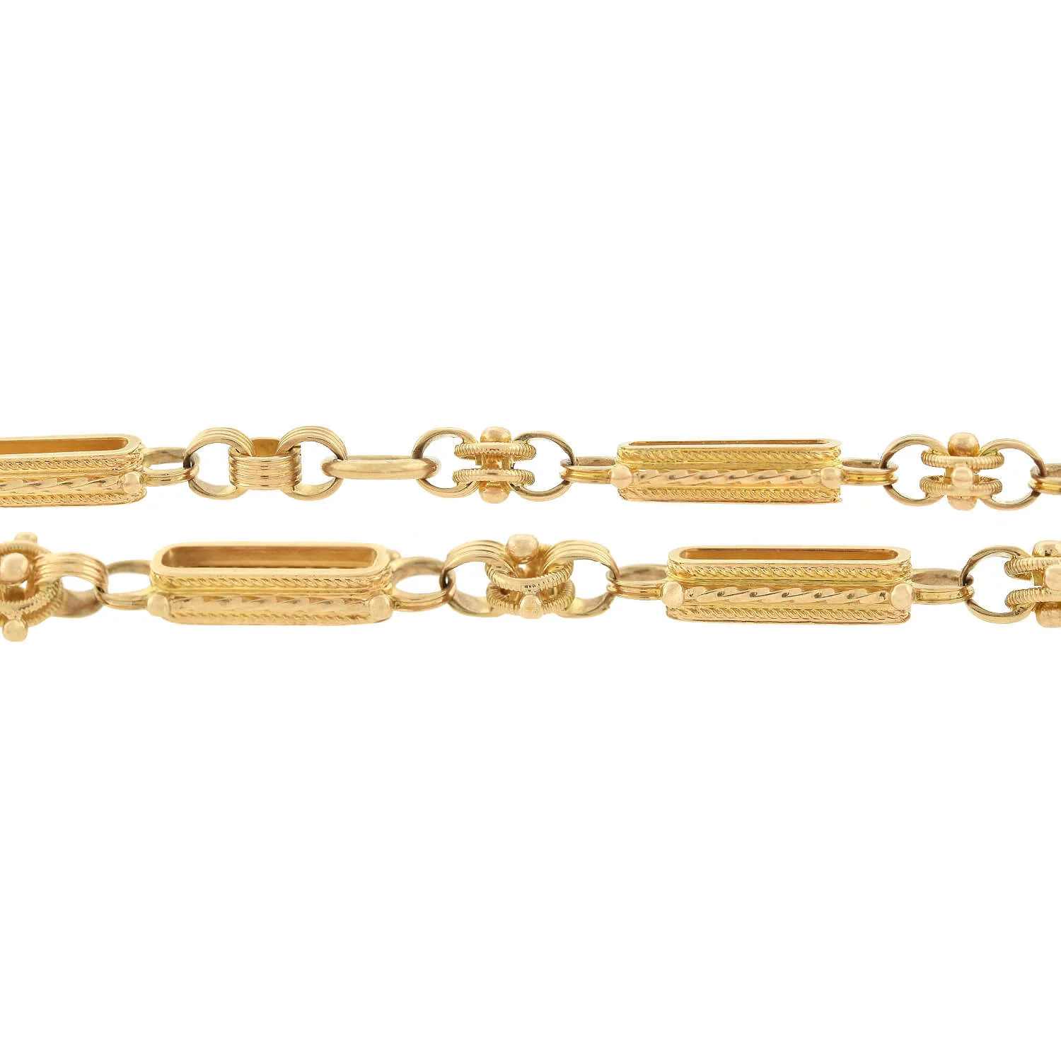 Victorian 14kt Watch Chain Necklace with 18kt Extension - Image 2
