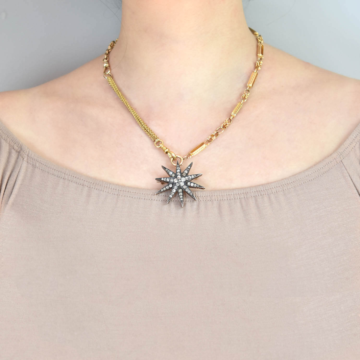 Victorian 14kt Watch Chain Necklace with 18kt Extension - Image 4