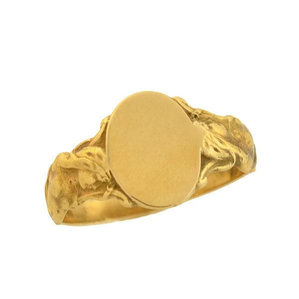 Victorian 14kt Yellow Gold Mermaid Signet Ring - Image 3