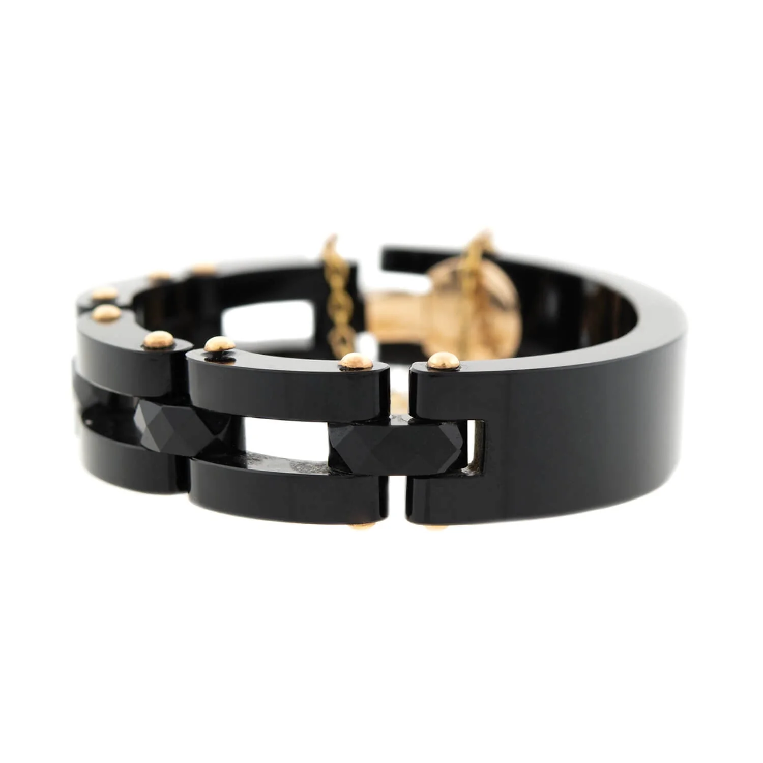 Victorian 15k Carved Onyx Line Bracelet - Image 3
