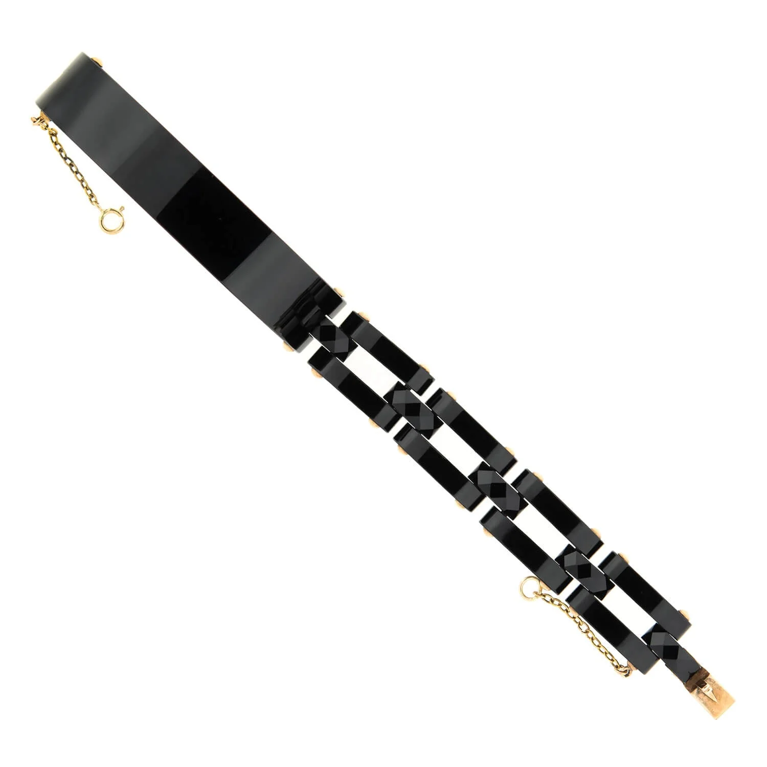 Victorian 15k Carved Onyx Line Bracelet - Image 6