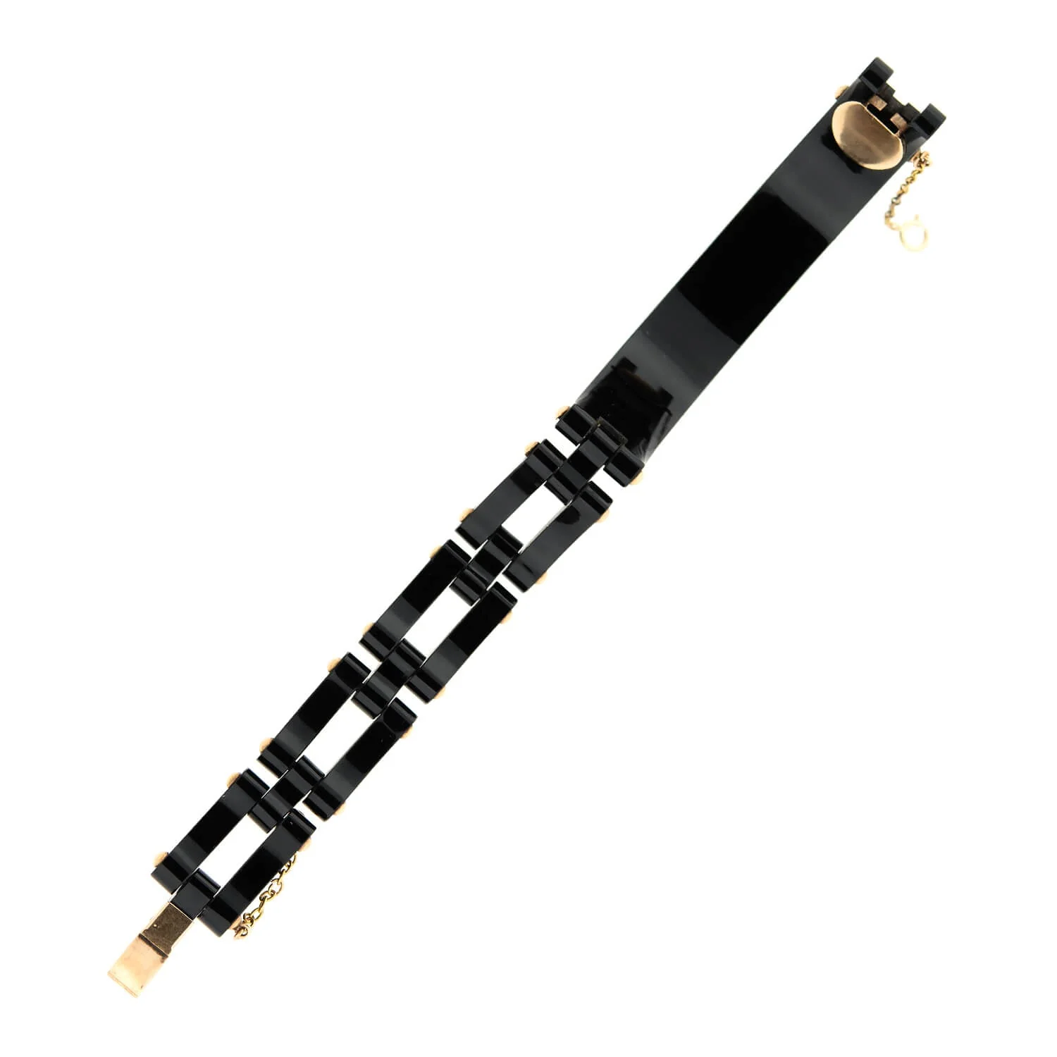 Victorian 15k Carved Onyx Line Bracelet - Image 7