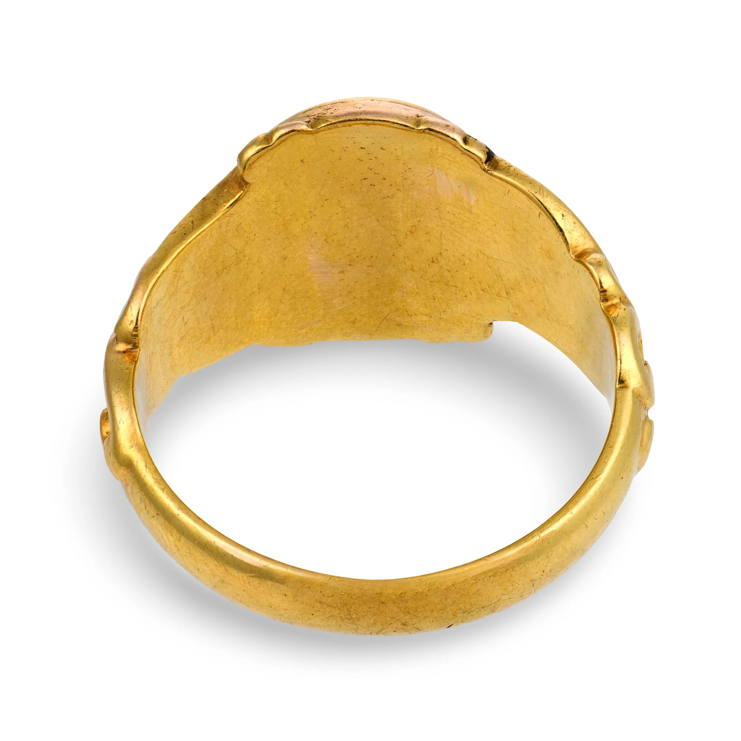 Victorian 15k Enamel "Faith, Hope, & Charity" Signet Ring - Image 5