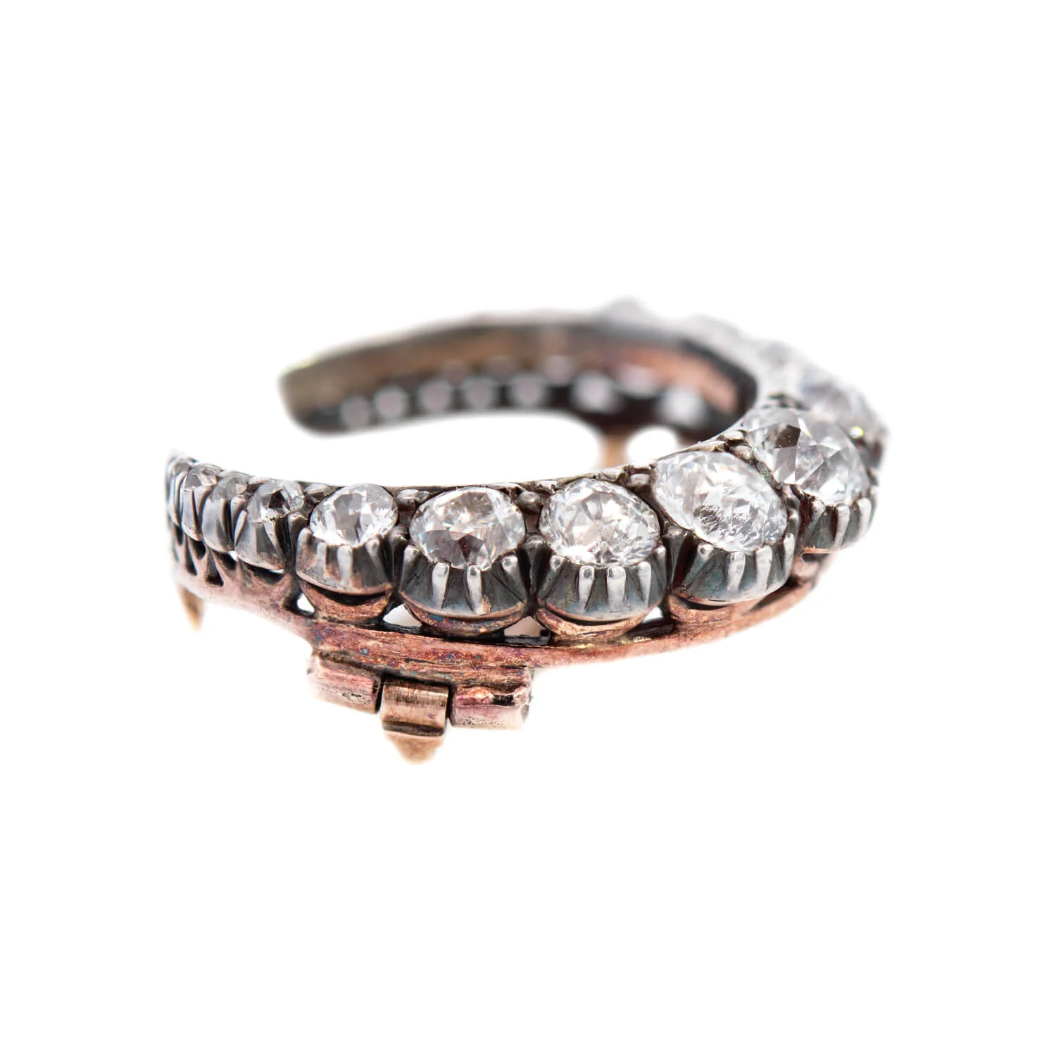 HAMILTON & INCHES Victorian 15k/Sterling Silver Diamond Crescent Pin/Trembler Hairpin - Image 2