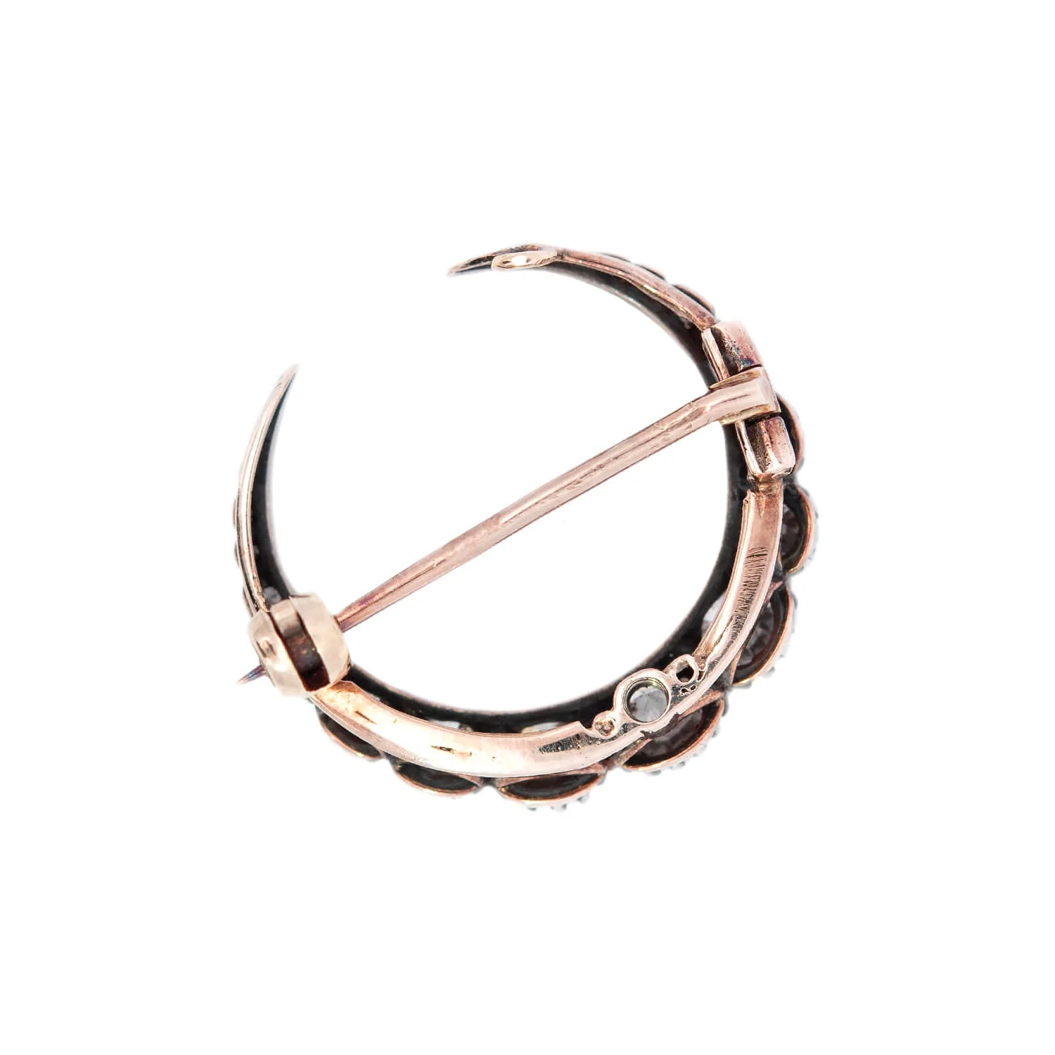 HAMILTON & INCHES Victorian 15k/Sterling Silver Diamond Crescent Pin/Trembler Hairpin - Image 3