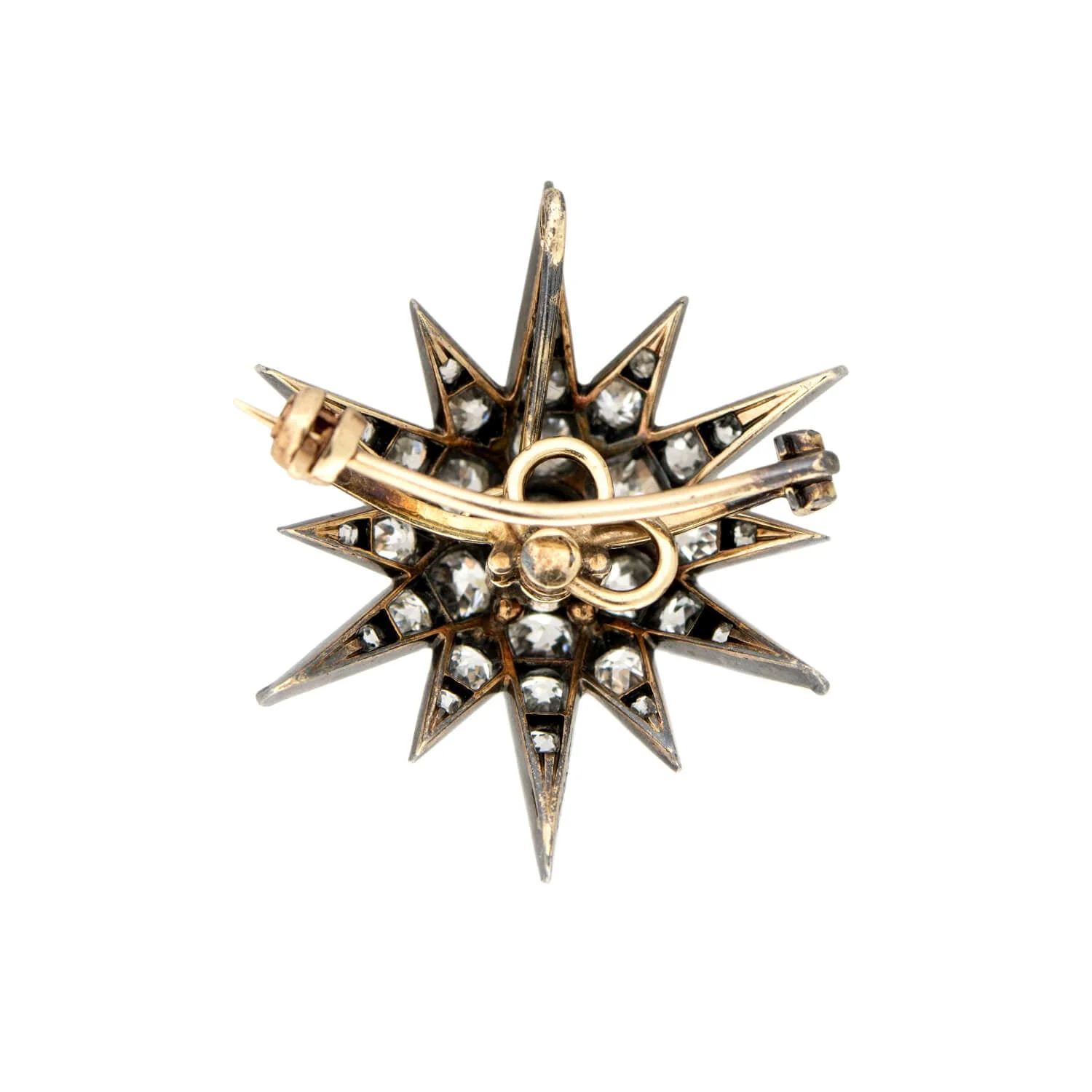 Victorian 15k/Sterling Silver Diamond Starburst Pendant/Pin - Image 3