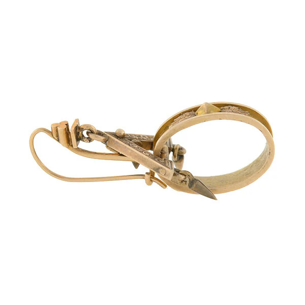 Victorian 15kt Gold Dangling Triangle & Hoop Earrings - Image 4