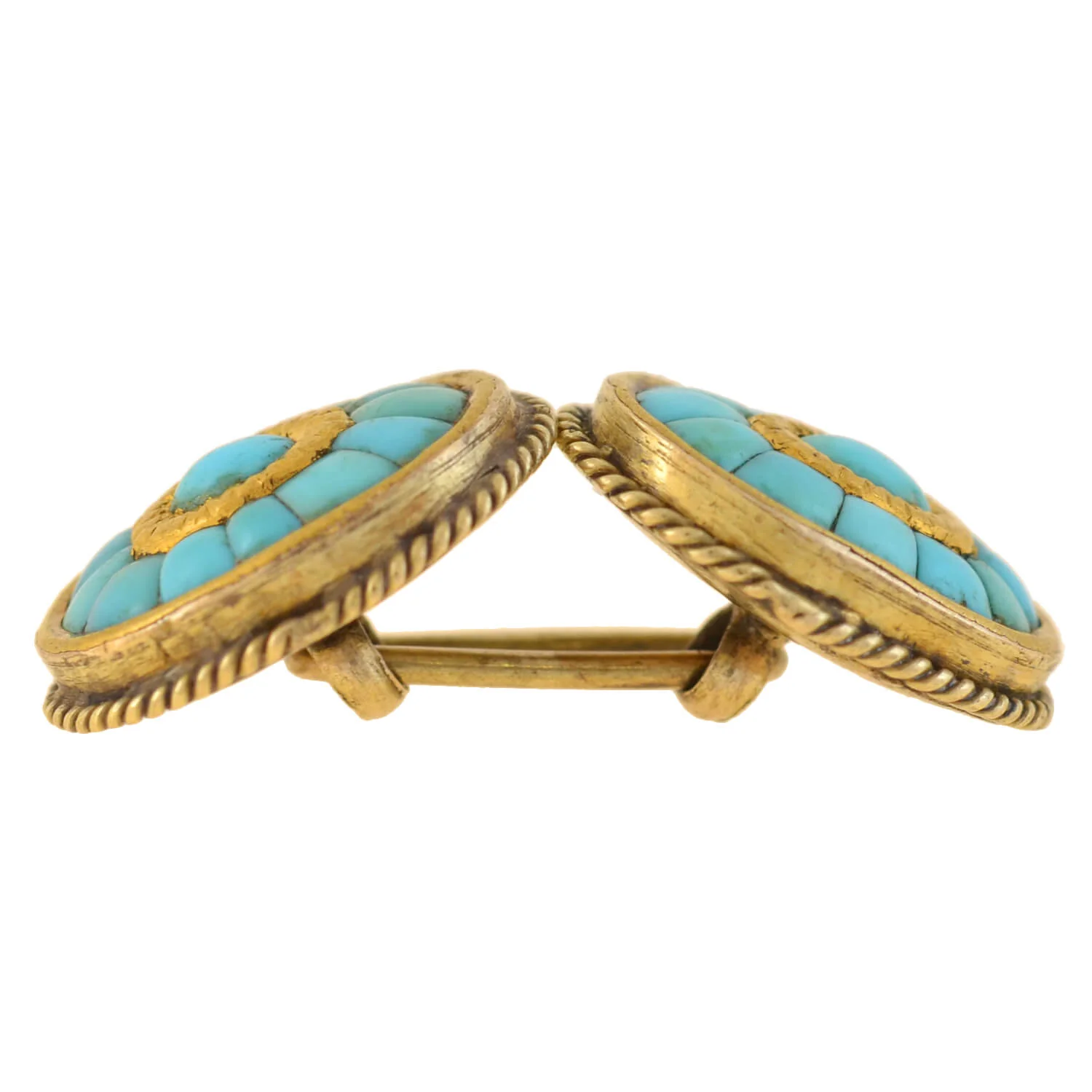 Victorian 15kt Inlaid Persian Turquoise Cufflinks - Image 4