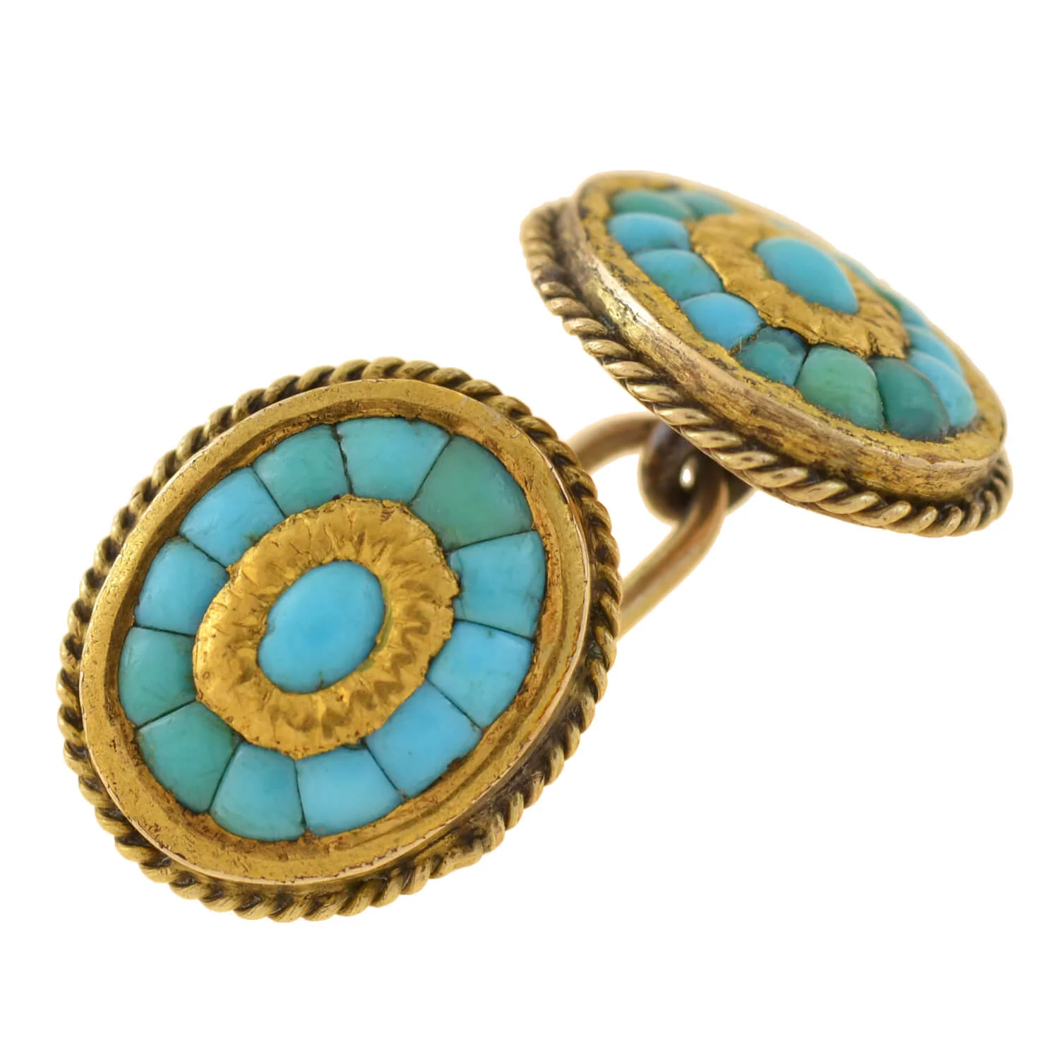 Victorian 15kt Inlaid Persian Turquoise Cufflinks - Image 5