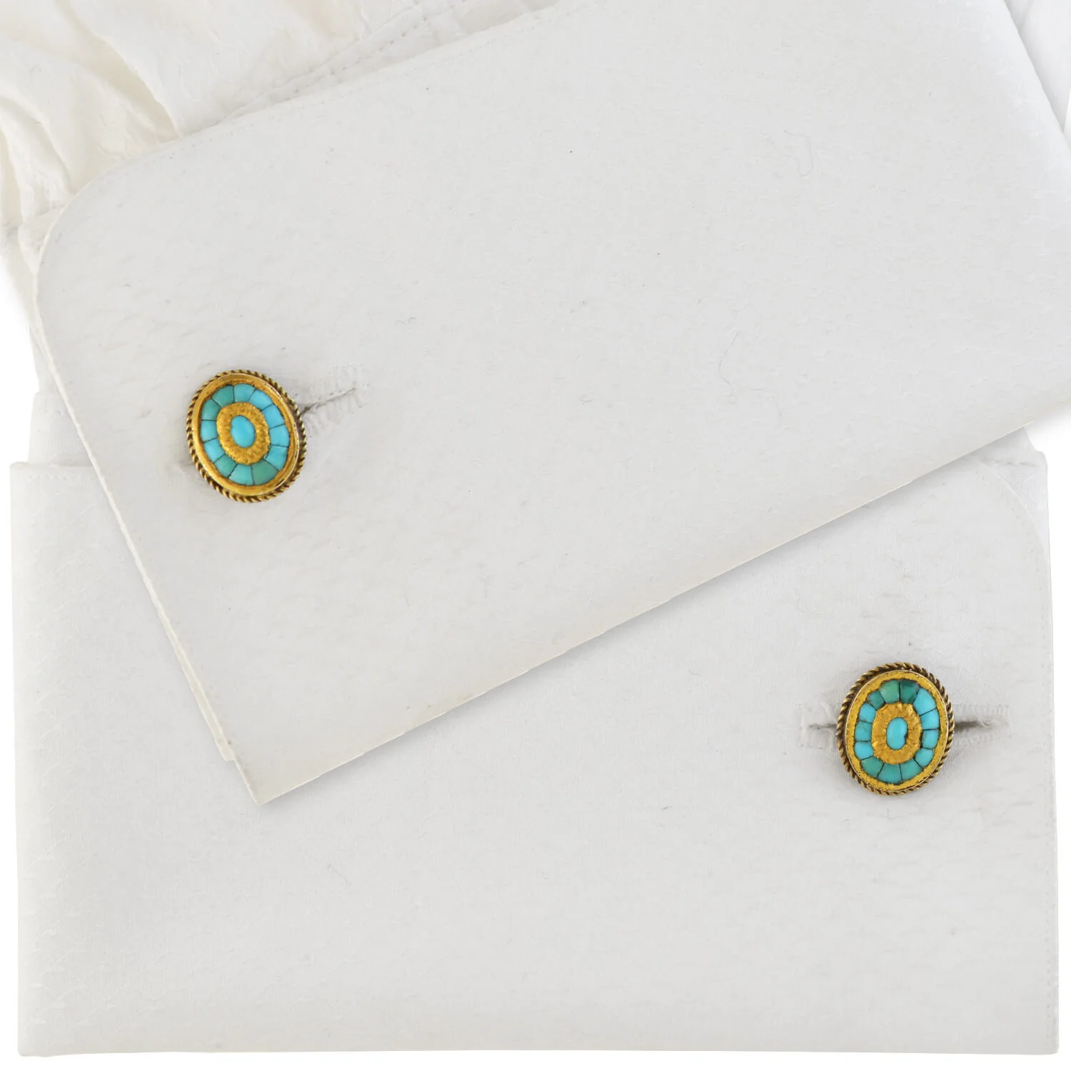 Victorian 15kt Inlaid Persian Turquoise Cufflinks - Image 7