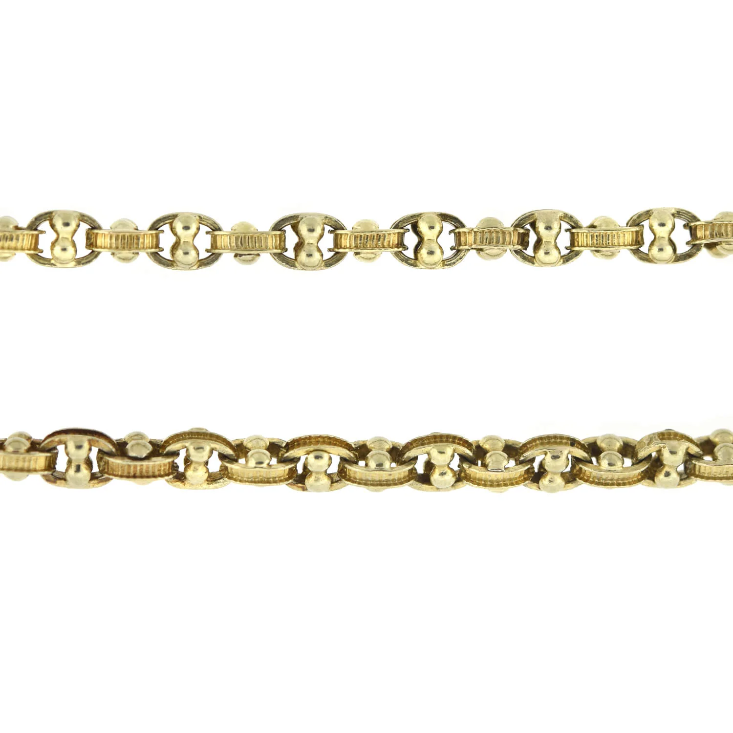 Victorian 15kt Milled Link Watch Chain Necklace 42" - Image 3