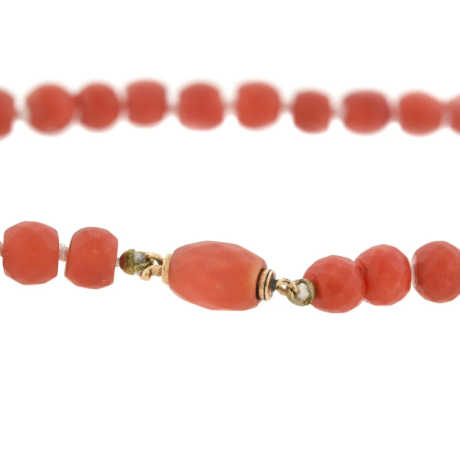 Victorian 15kt/Silver Diamond Pin/Pendant and Natural Coral Beaded Necklace - Image 6
